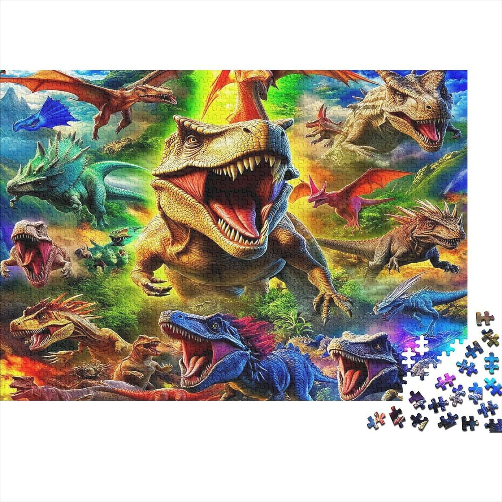 Prehistoric Dinosaur Scene 1000 Piece Jigsaw Puzzle Paper for Adults Focus Game Family Relaxing Home Decor Gift 70x50cm/1000pcs