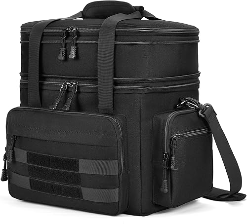 Lonchera táctica expandible para hombres, bolsa de almuerzo grande aislada con correa para el hombro, bolsa enfriadora de doble compartimento,