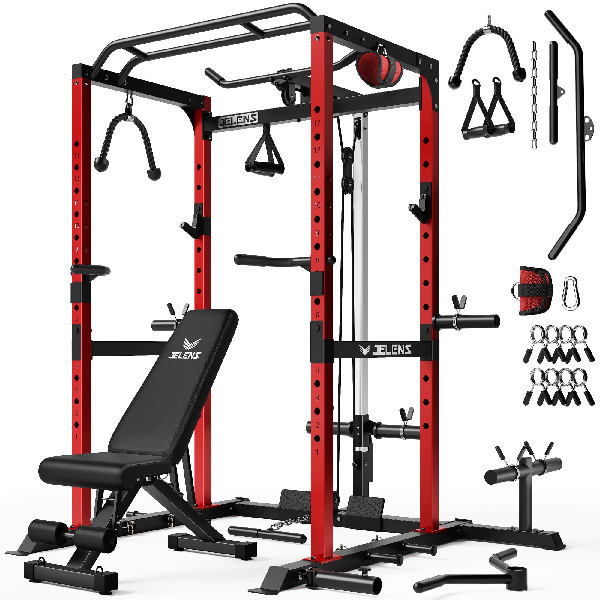 JELENS Power Cage - 2000LBS Home Gym Rack -13