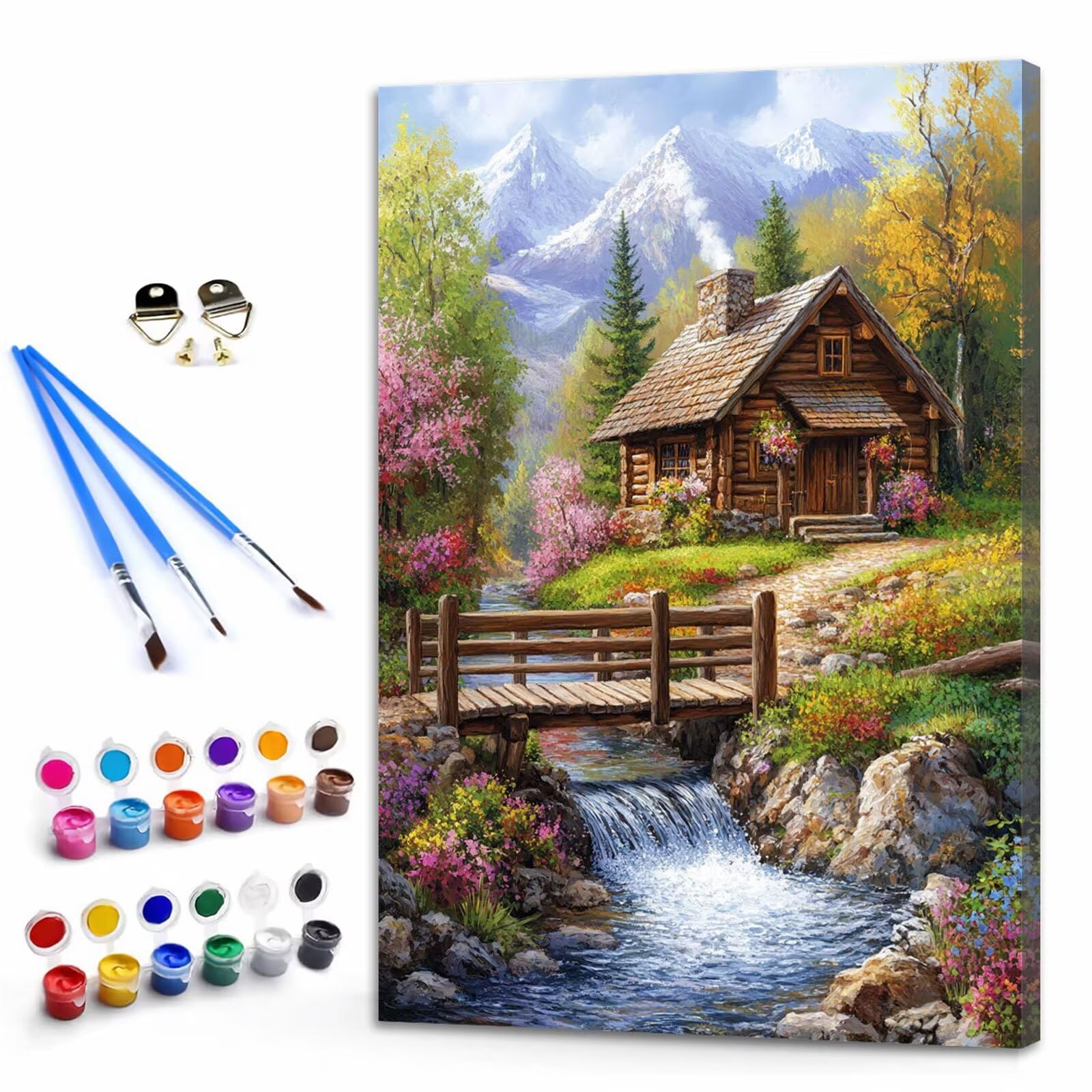 Dipingere con i Numeri Adulti Paesaggio Dipingere con i Numeri Giardino Paint by Numbers Hobby Creativi Adulti Fai Da Te Tela di Pittura a Olio Kit, Decorazioni Regalo 60x90cm Senza Cornice Y3-779
