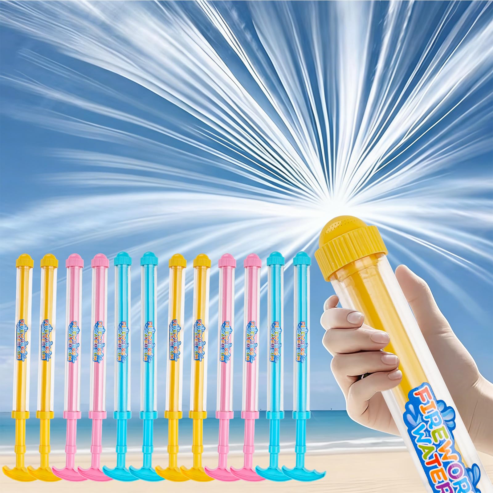 Photo 1 of 12Pack Creativity Fireworks Water Gun, Sprays Water Like Fireworks, Squirt Gun for Kids, Bulk Samll Water Blaster Summer Pool, Backyard, Beach, Birthday Party Outdoor Game Toys