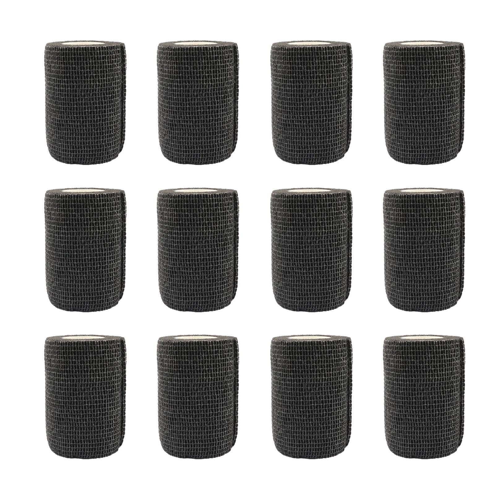 Wealsun Vet Wrap Self Adhesive Bandage Tape Pack of 12 (Black)