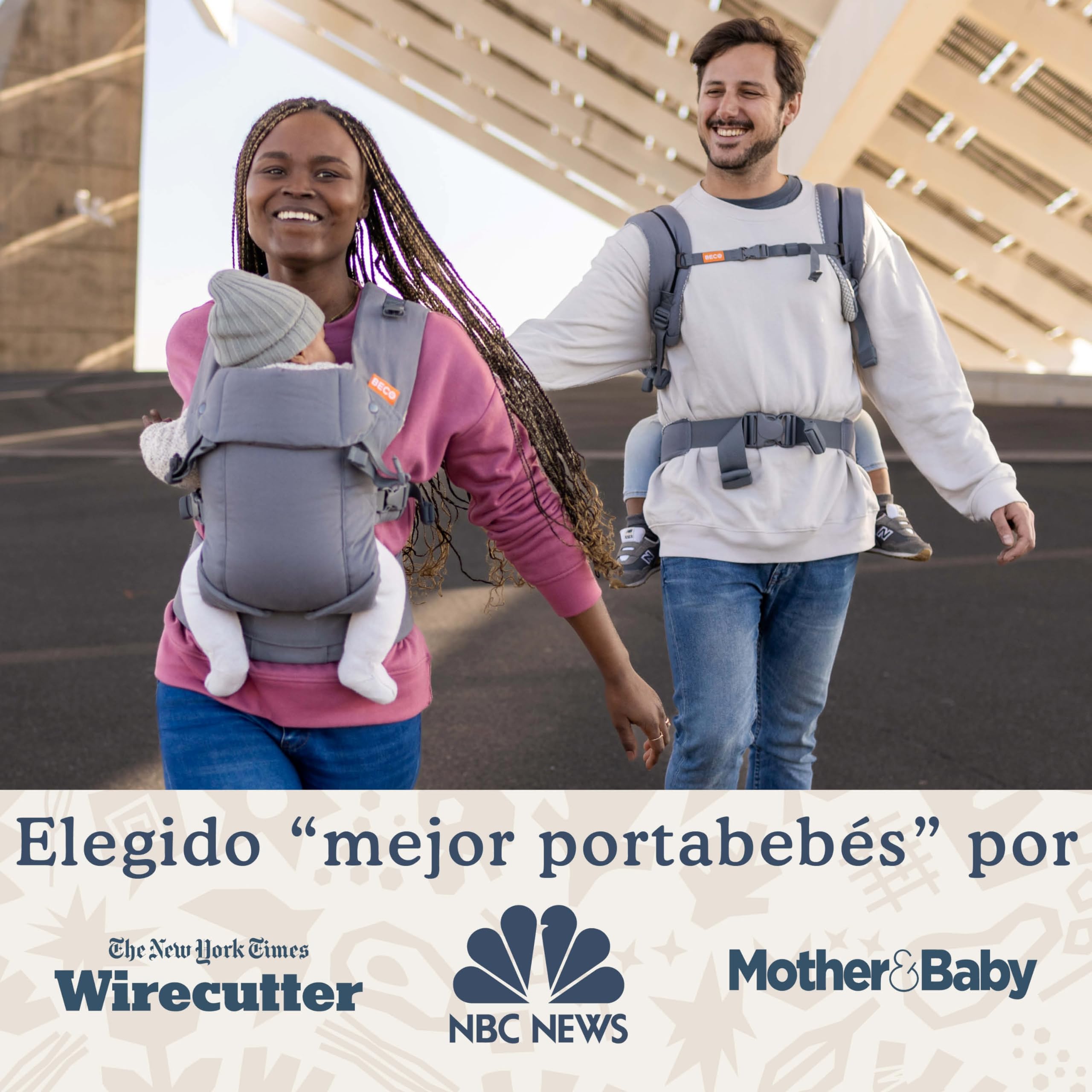 Beco Gemini Portabebés Ergonómico Recién Nacido, 3-16 kg, Gris Clásico | 4 Posiciones Ergonómicas: cara a ti, cara al mundo, cadera y espalda, Asiento Ajustable, certificado Sano para las Caderas.