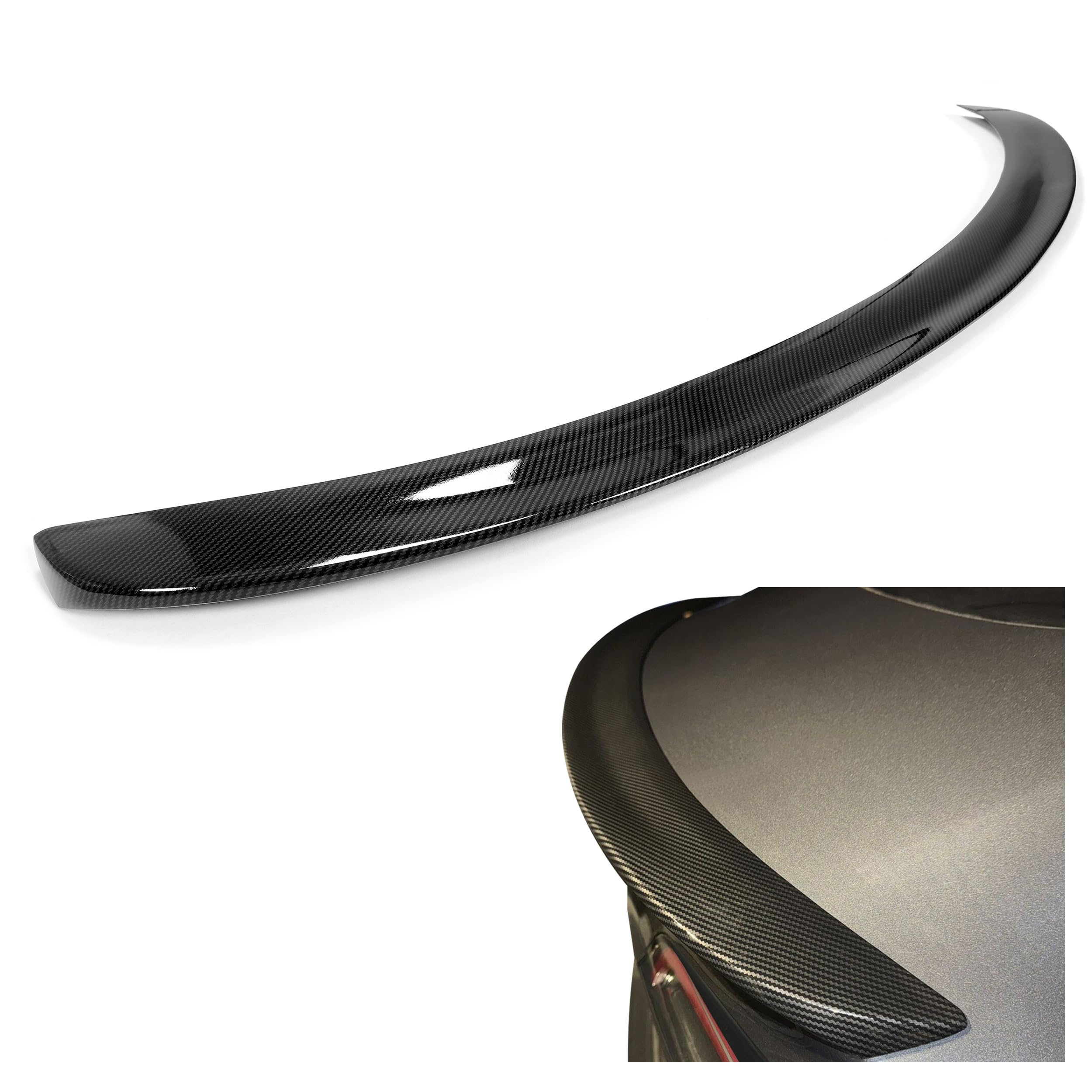 Kojem Rear Trunk Spoiler Wing Lip Compatible with 2017-2023 Tesla Model 3 Rear Tail Wing Trunk Lid (Carbon Fiber Style)