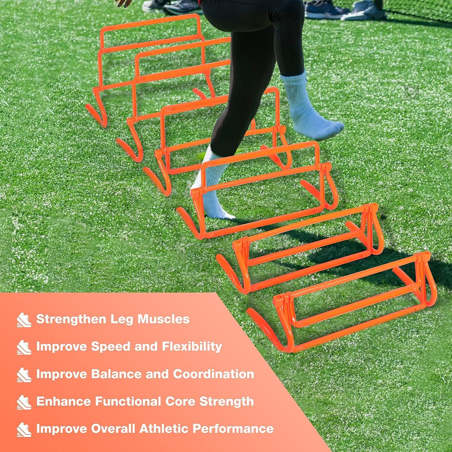 REDCAMP Lot de 6 obstacles d'agilité, 4 obstacles d'entraînement de vitesse réglables en hauteur, équipement d'entraînement de vitesse portable avec sac de transport