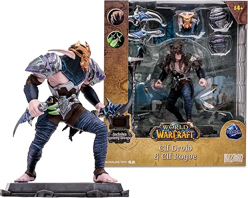 WORLD OF WARCRAFT McFarlane Toys Elf DruidRogue (Rare) Figura posada a escala 112