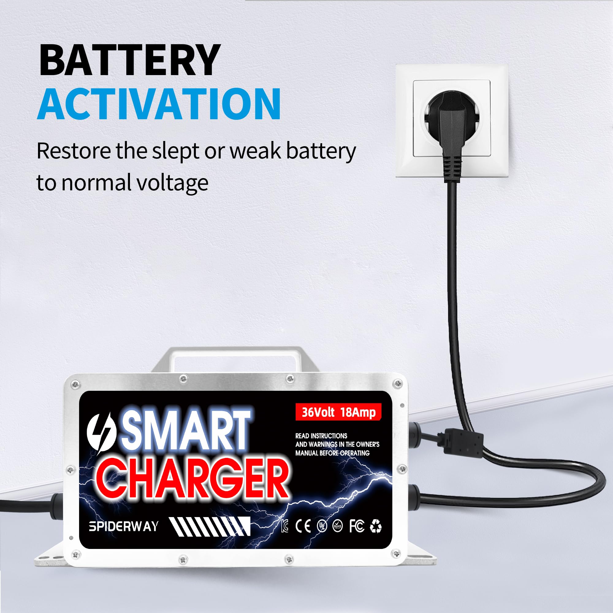 Entrinomy 18 Amp 36 Volt Golf Cart Battery Charger for EZGO & Yamaha Lead Acid Battery with Crowfoot Plug, Automatic Power-Off for Safety, IP67 Waterproof & Fast Heat Dissipation