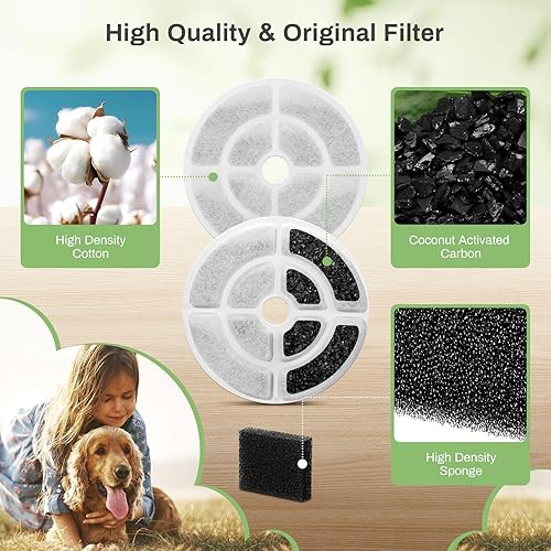Miniatura 4 de Paquete de 12 filtros de repuesto para fuente de perro de 2.5 galones9.5 litros, filtros de fuente de agua para gatos más grandes de 7.1 in, filtro