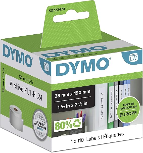 DYMO Authentic LabelWriter Multi-Purpose/LAF Small Labels | 38mm x 190mm | Roll of 110 Easy-Peel Labels | Self-Adhesive | for LabelWriter Label Makers