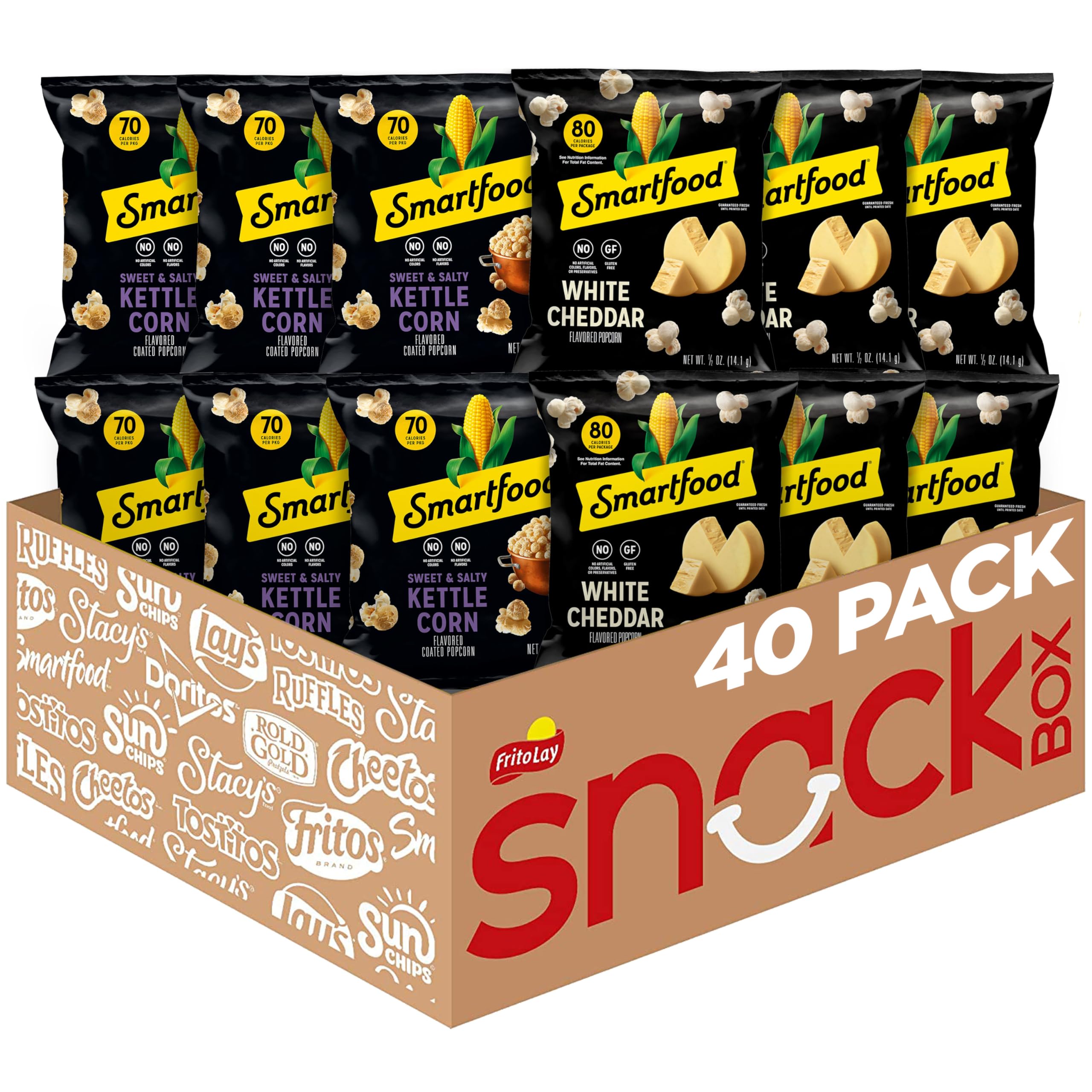 Smartfood Popcorn, Variety Pack, 0.5 Ounce (Pack of 40)