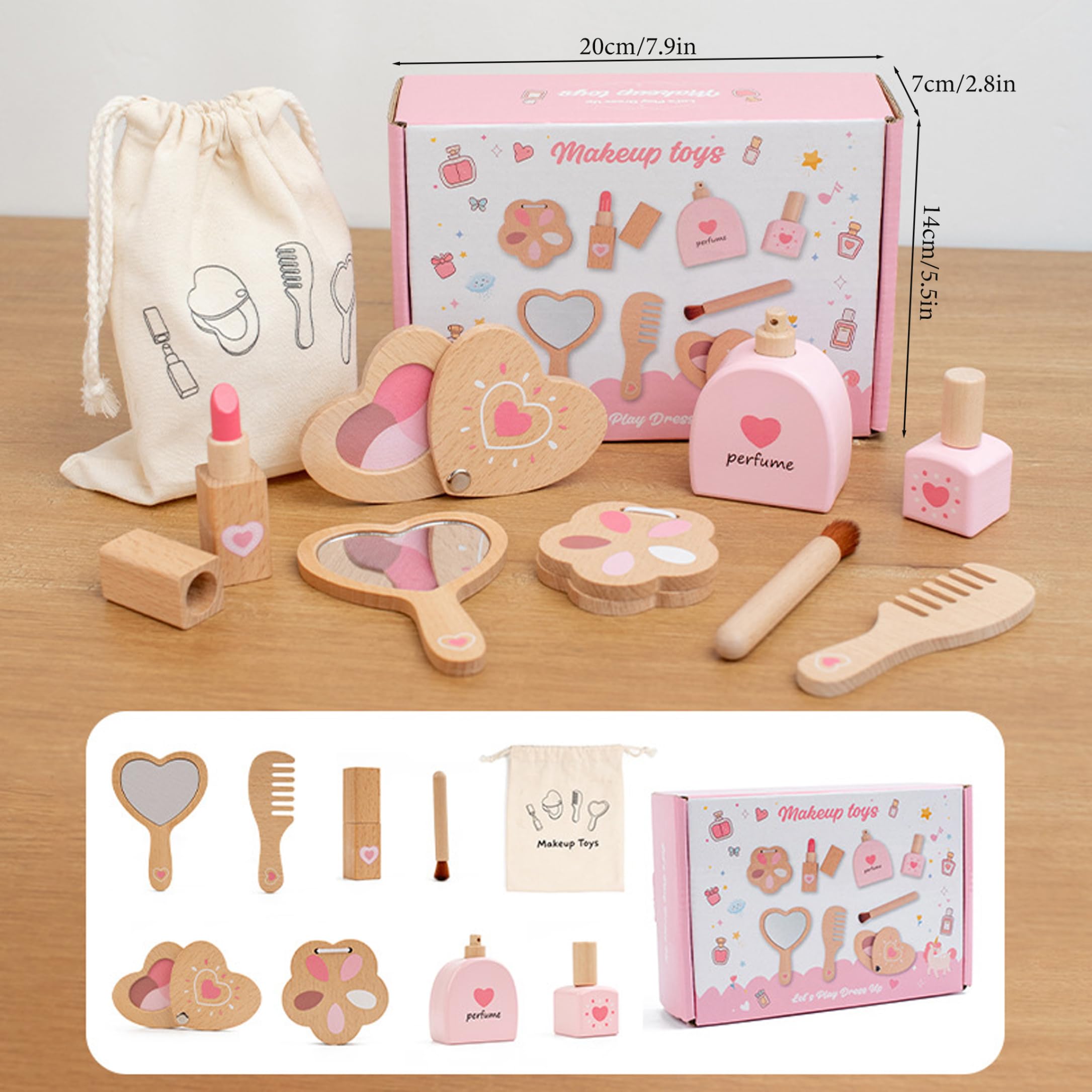 Juego de Juguetes de Maquillaje de Madera, Maquillaje Realista para niños