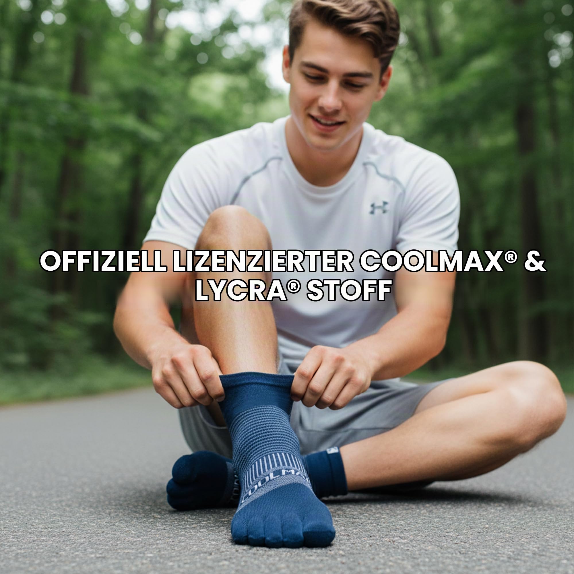 COOLMAX Lauf-Zehensocken, gepolstert, Sport-Knöchelsocken, Unisex