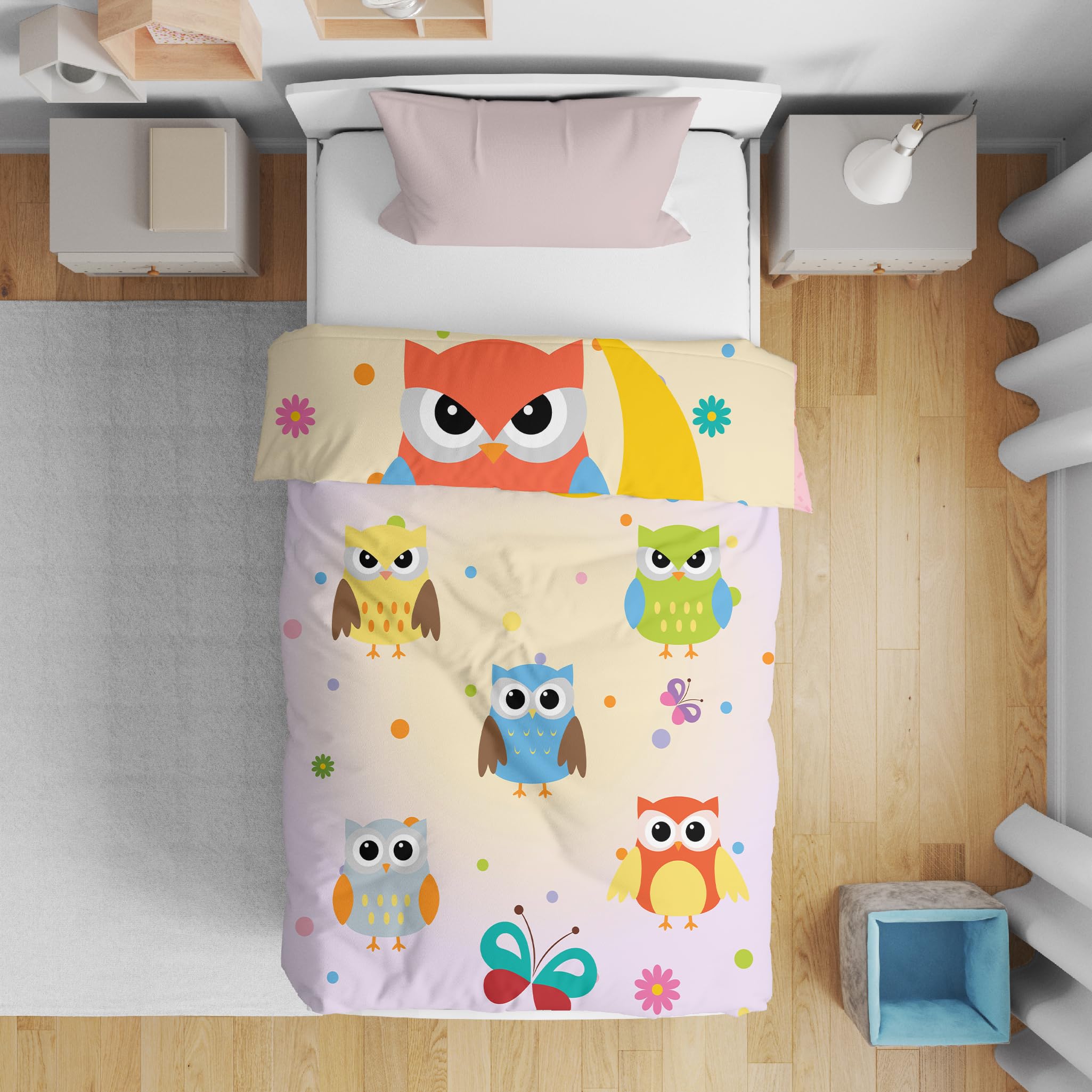 Home Plus Studios® Comforter Microfiber Reversible Night Owl Printed Toddler Size 150GSM Ac Comforter New Born Baby Blanket | Soft Light-Weight Bed All-Season Blanket 0-4 Years Kids (100 Cm x 150 Cm)-image-48