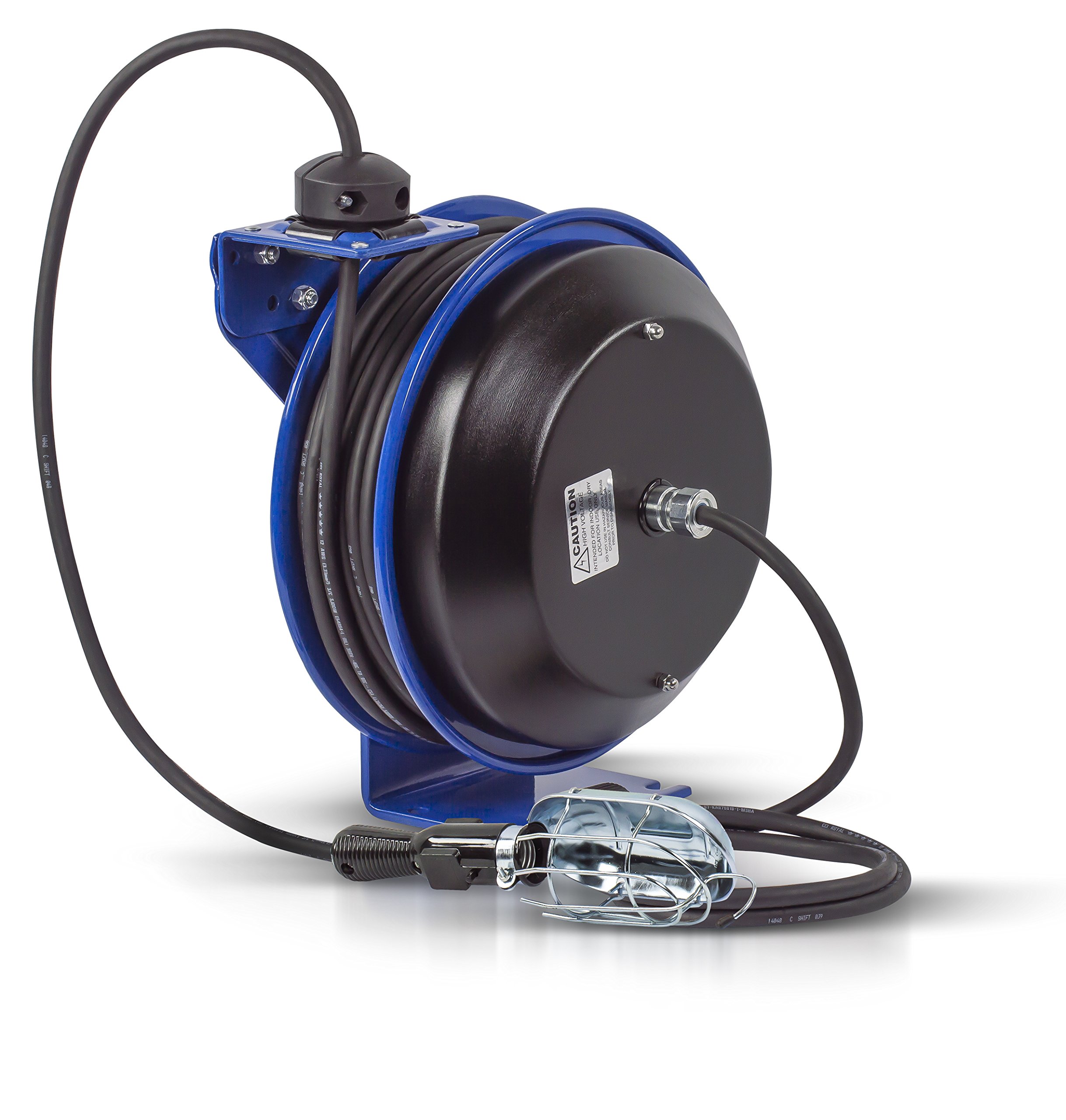 Coxreels PC13-5016-E Power Cord Spring Rewind Reels: Incandescent Cage Light, 50' Cord, 16 AWG