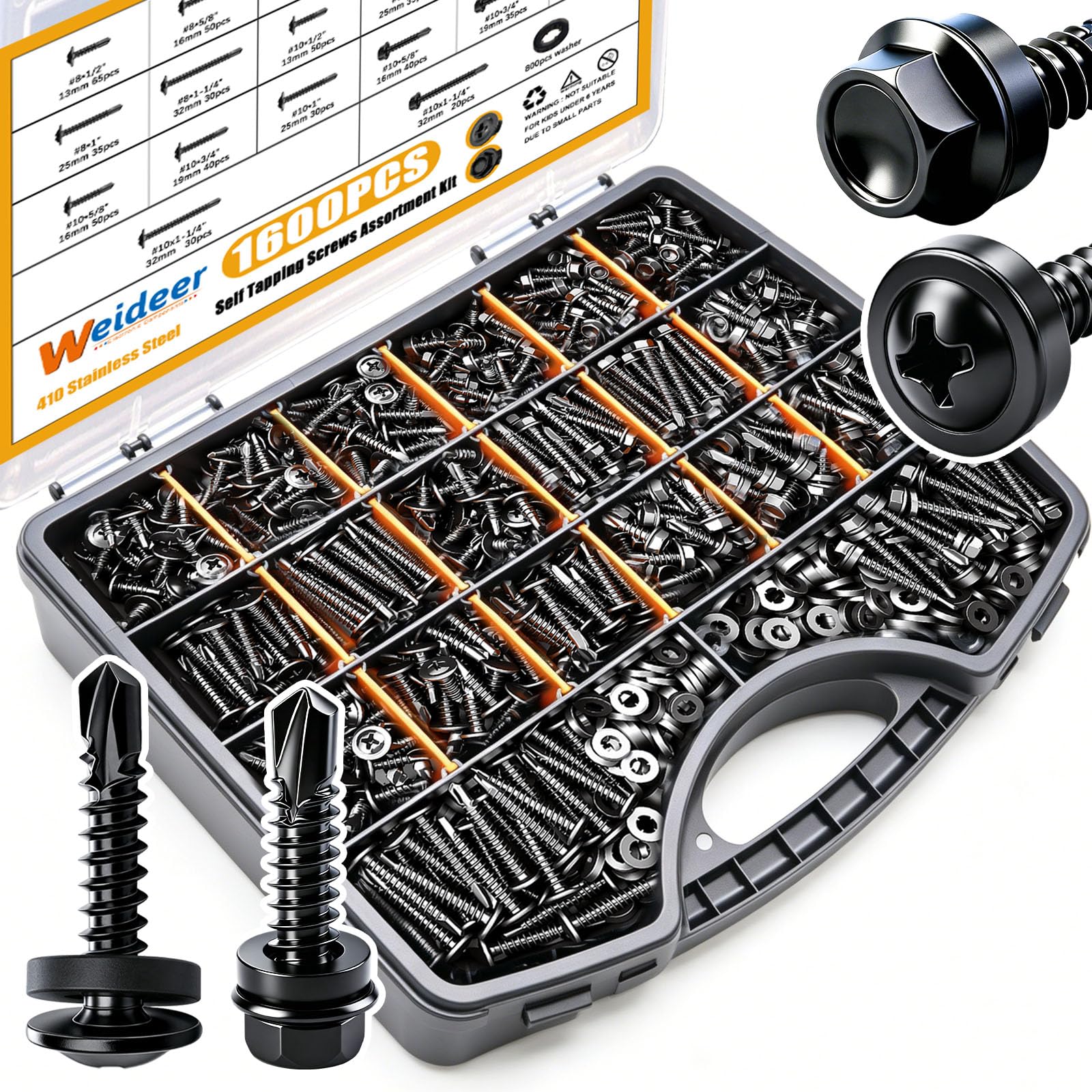 Self-Tapping Stainless Steel Screws - 250 Pack -9