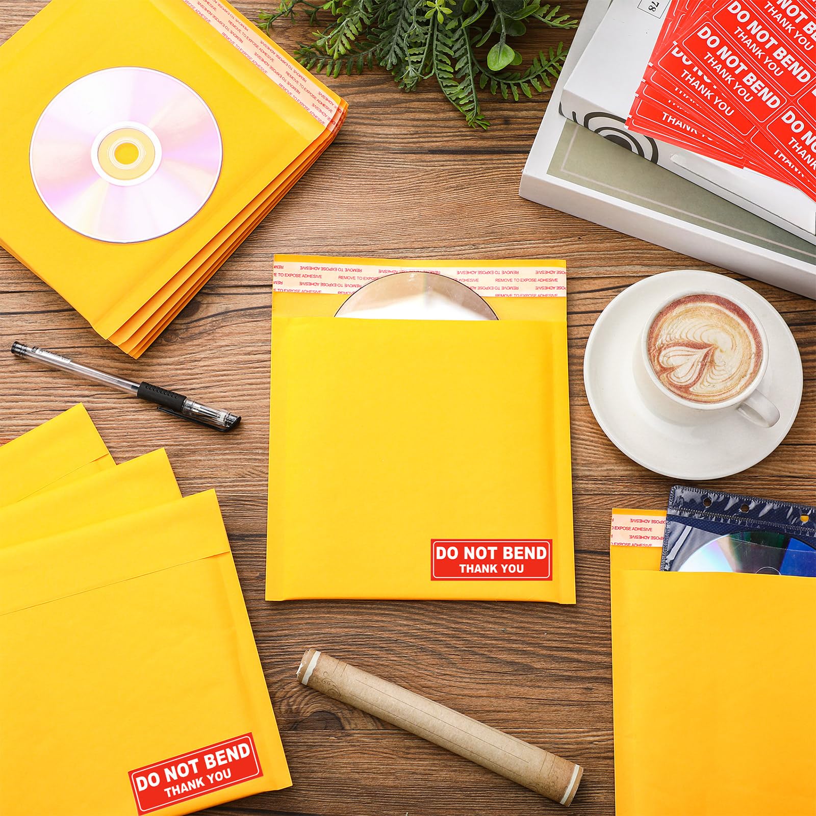 Tioncy Lot de 100 enveloppes à bulles en kraft pour petites entreprises, 18,3 x 20,5 cm, enveloppes rembourrées pour CD, jeux vidéo