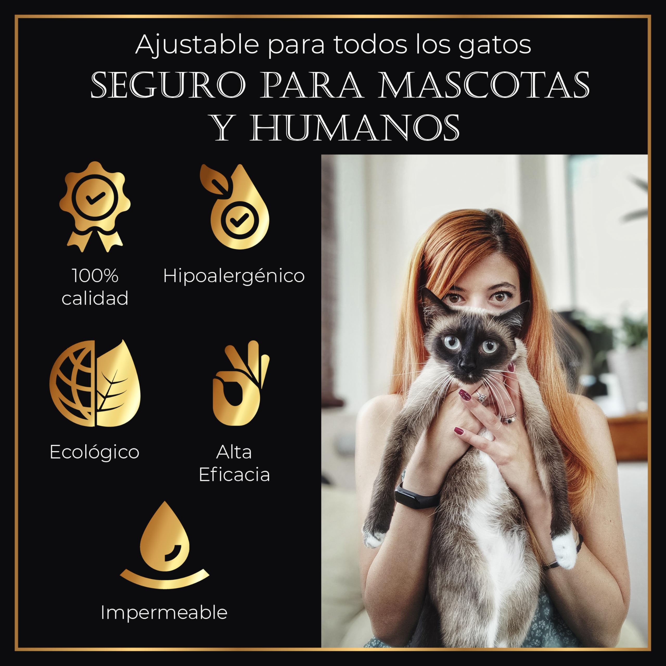 Pack de 4 Collares Antiparasitarios para Gatos, 24 Meses de Protección contra Pulgas, Garrapatas y Mosquitos – 100 % Natural, Impermeable, Ajustable, para Todos los Tamaños.