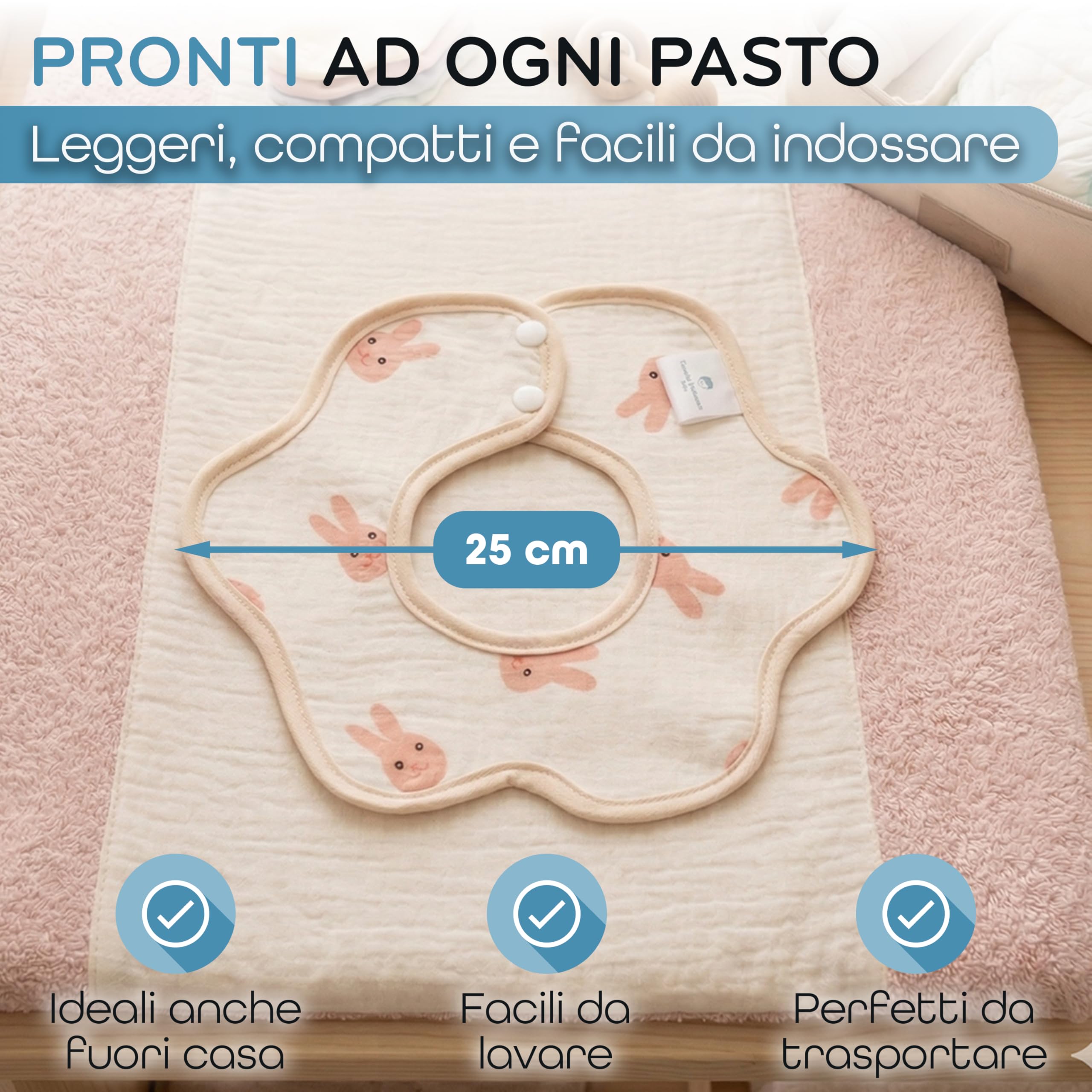 Bavaglini Neonato Impermeabili Set 6 Pezzi in EVA, Protezione Pappa per Neonati e Bambini