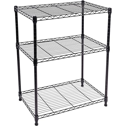Elevon 3-Shelf Adjustable, Heavy Duty Storage Shelving Unit (350 lbs Loading Capacity per Shelf), Steel Organizer Wire Rack, Black (23.2" L x 13.4" W x 30.3" H)