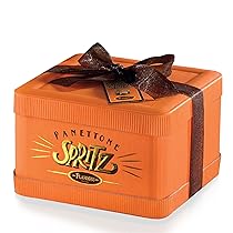 FLAMIGNI, Panettone Artigianale Farcito con Crema Pasticcera allo Spritz Glassato con Cioccolato Fondente e Granella di Zucchero, Regalo per Natale in Scatola, 950 gr