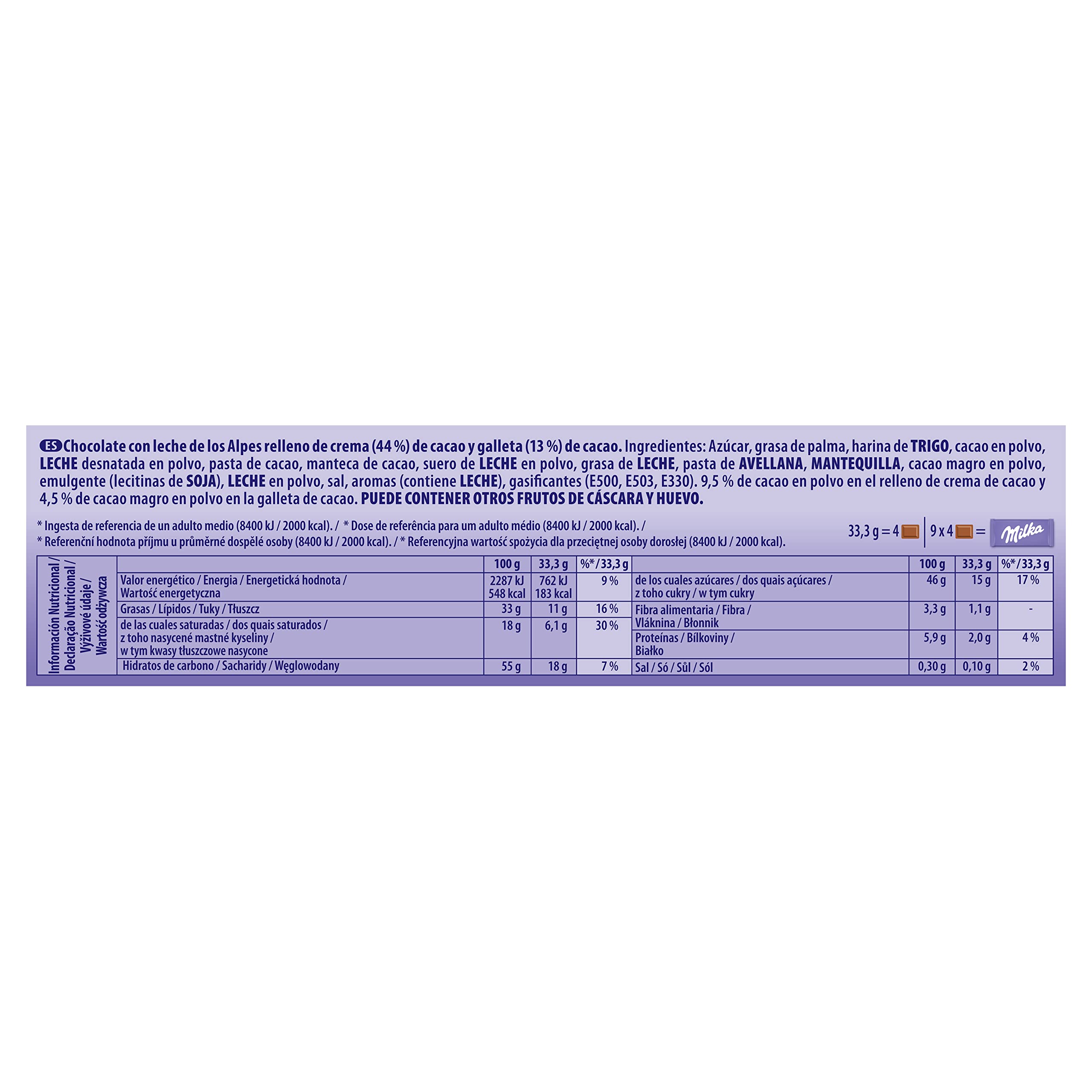 Milka MMMAX Choco Cookie Tableta Grande de Chocolate con Leche de los Alpes, Capa de Galleta de Cacao y Doble Capa de Relleno de Crema Cacao 300 g