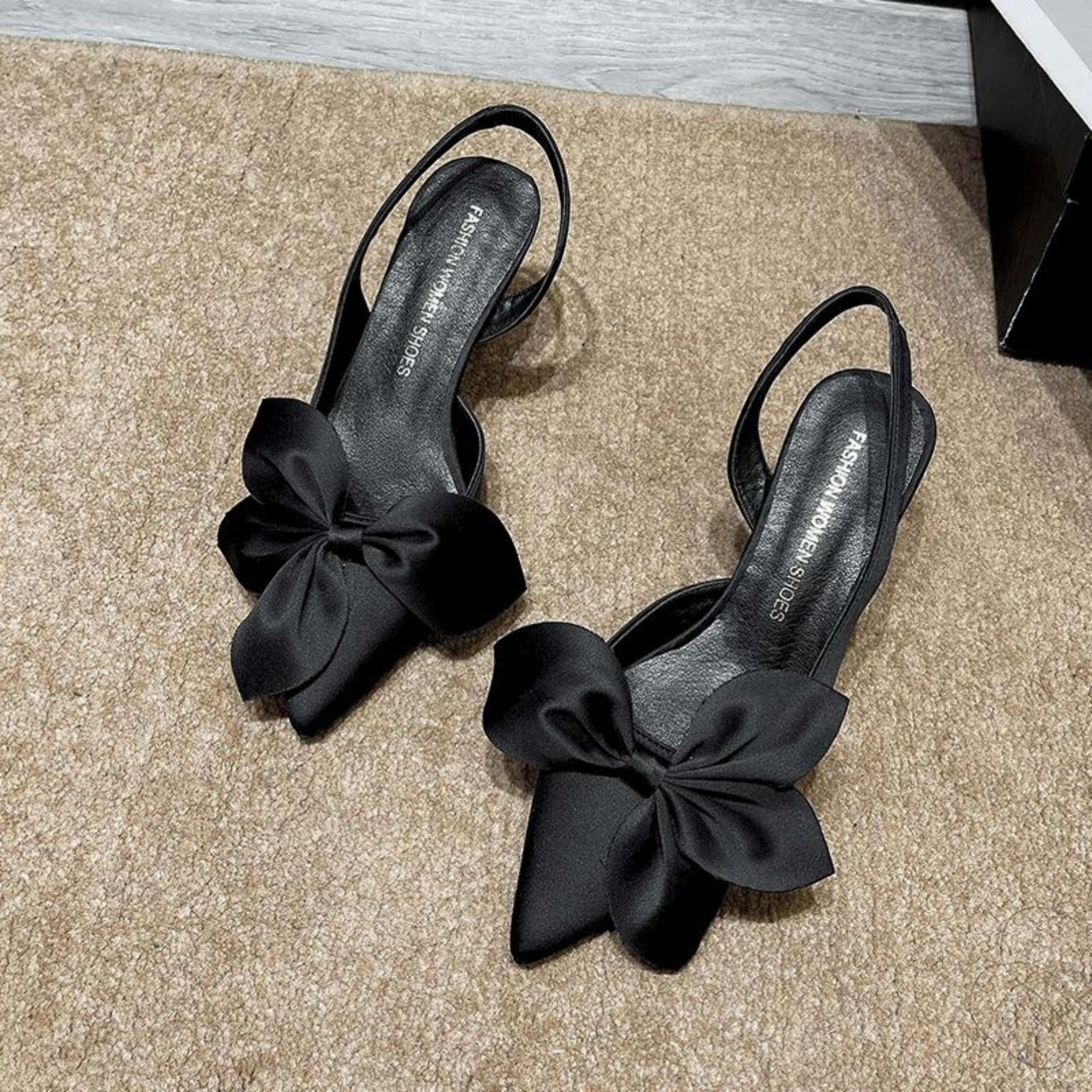 Sandalias Mujer Slingback Correa Lazo Stiletto Elegantes Formales