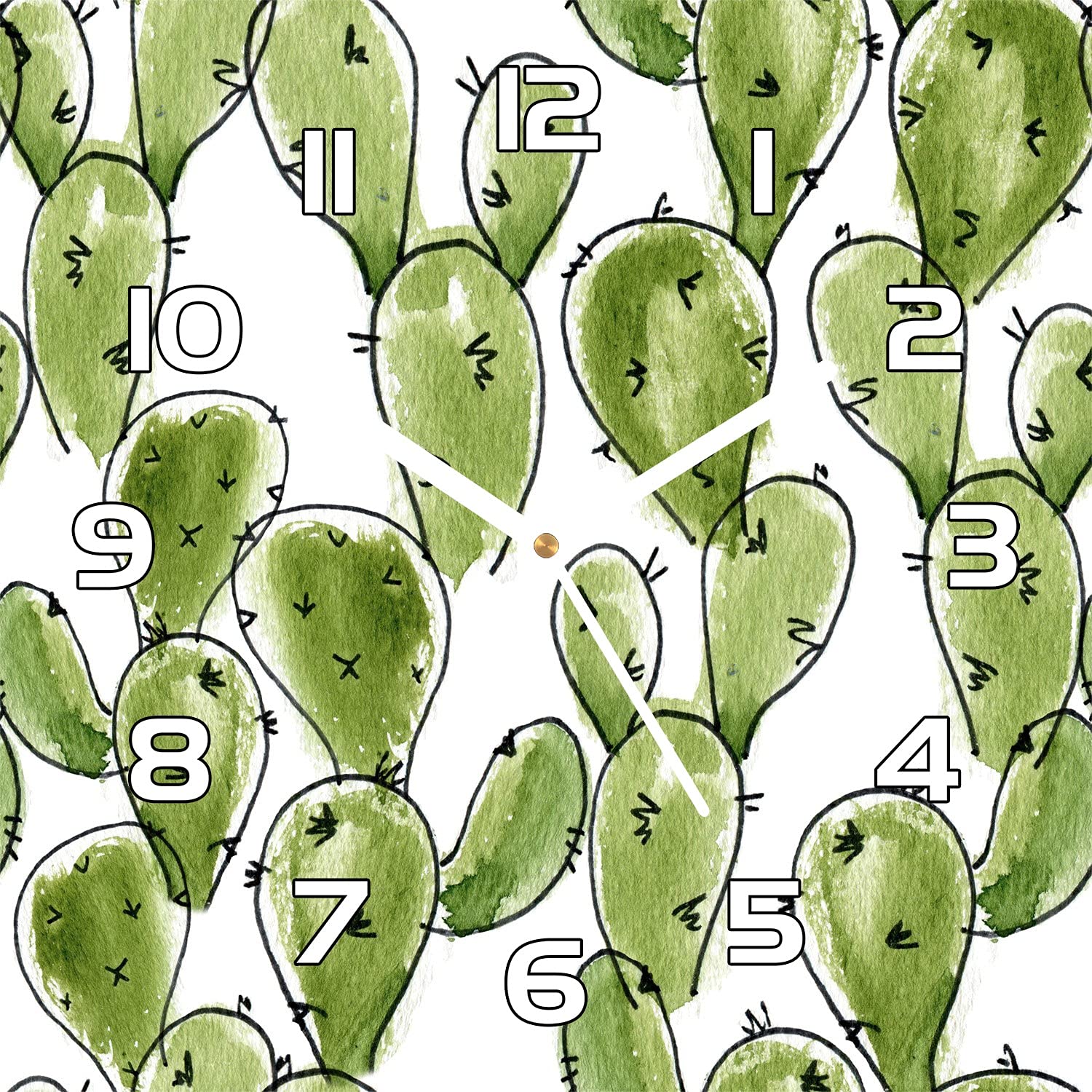 Horloge en verre de sécurité 30 cm Coloray impression moderne dessin animé cactus