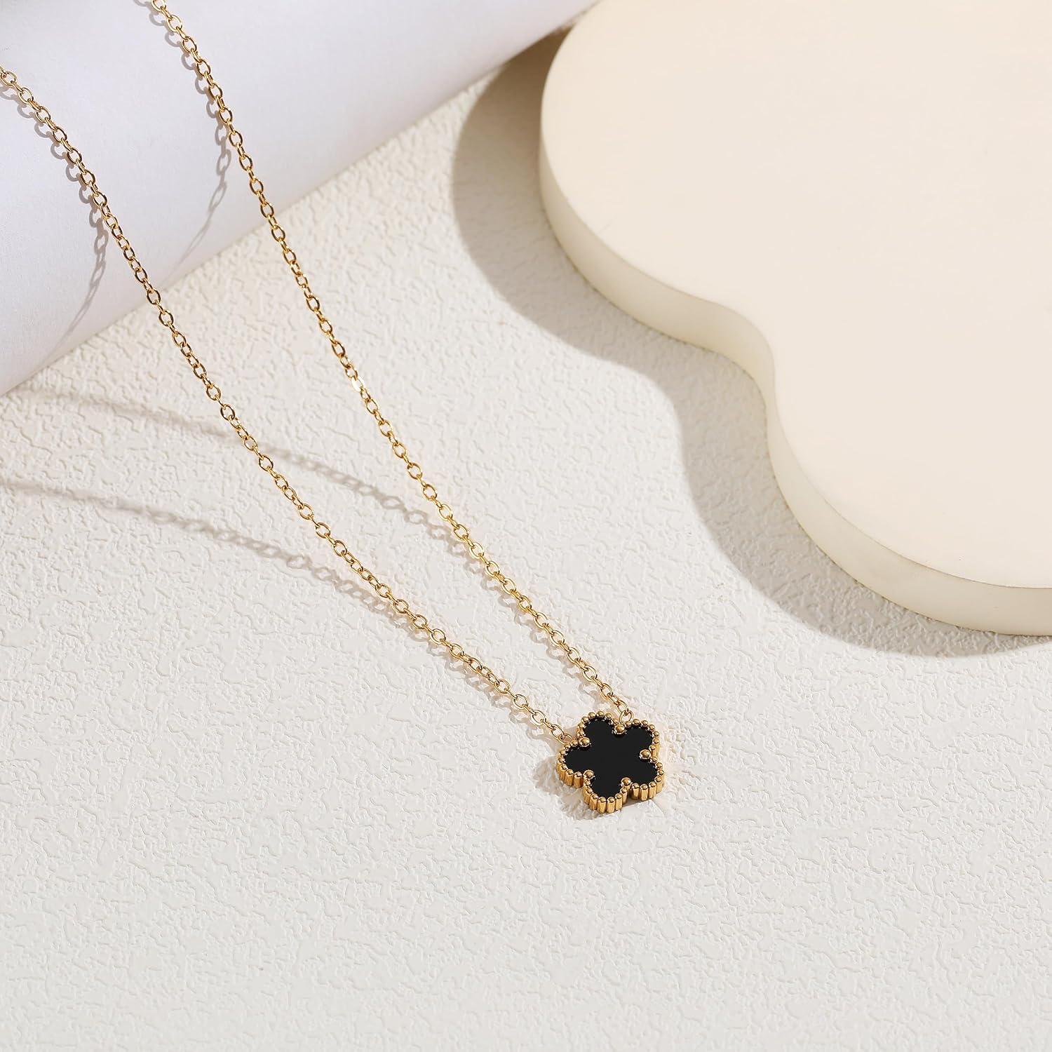 FUNIO Four Leaf Clover Bracelet Set for Women - 18K Gold Plated Flower Lucky 4 Leaf Necklace Bracelet Earrings Jewelry Sets Gift for Women - Image 6