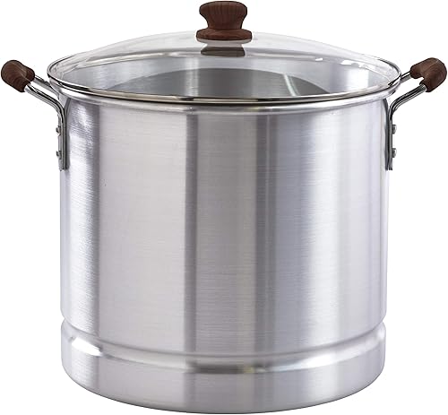 IMUSA Vaporizador de Estados Unidos con tapa de vidrio y asas similares a la madera, 32 cuartos de galón, aspecto de madera