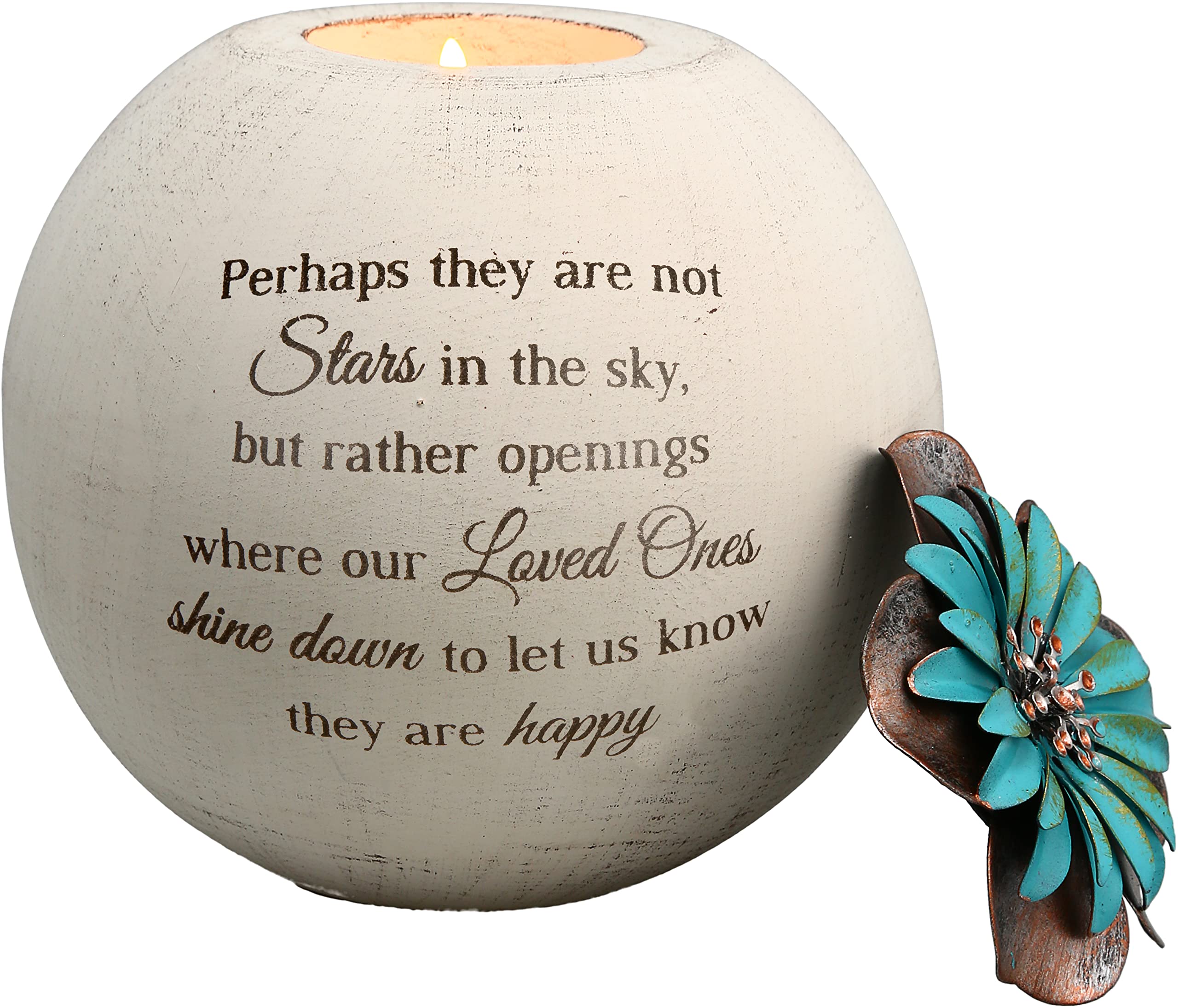 Pavilion Gift Company 19095 Stars in The Sky Candle Holder, 5-Inch, Terra Cotta , Beige