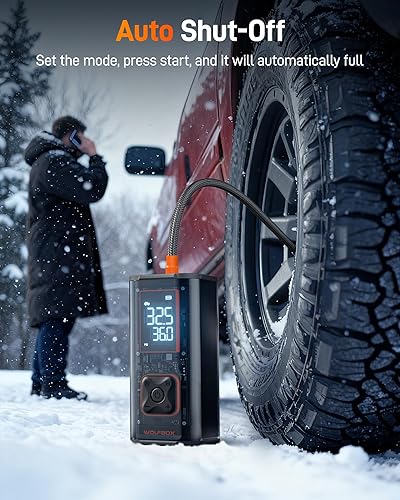 Miniatura 6 de WOLFBOX Inflador de neumáticos de alta resistencia de 150 PSI, compresor de aire portátil de doble cilindro de 45 LPM para neumáticos de automóvil,