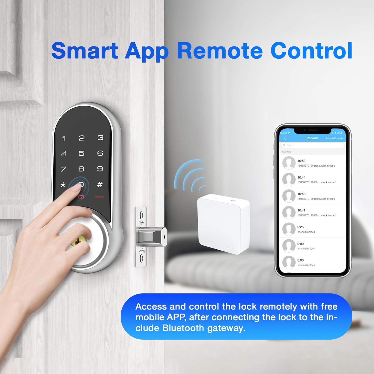 Uр Tо 60% оƒƒ Hugolog Smart Lock,Touchscreen Deadbolt Remote Wireless Control & Bluetooth Keyless Door Entry Easy Installation and Program High Security Material for Metal Gateway Included Lіmіtеd Stосk Hugolog Smart Lock,Touchscreen Deadbolt Remote Wireless Control & Bluetooth Keyless Door Entry Easy Installation and Program High Security Material for Metal Gateway Included