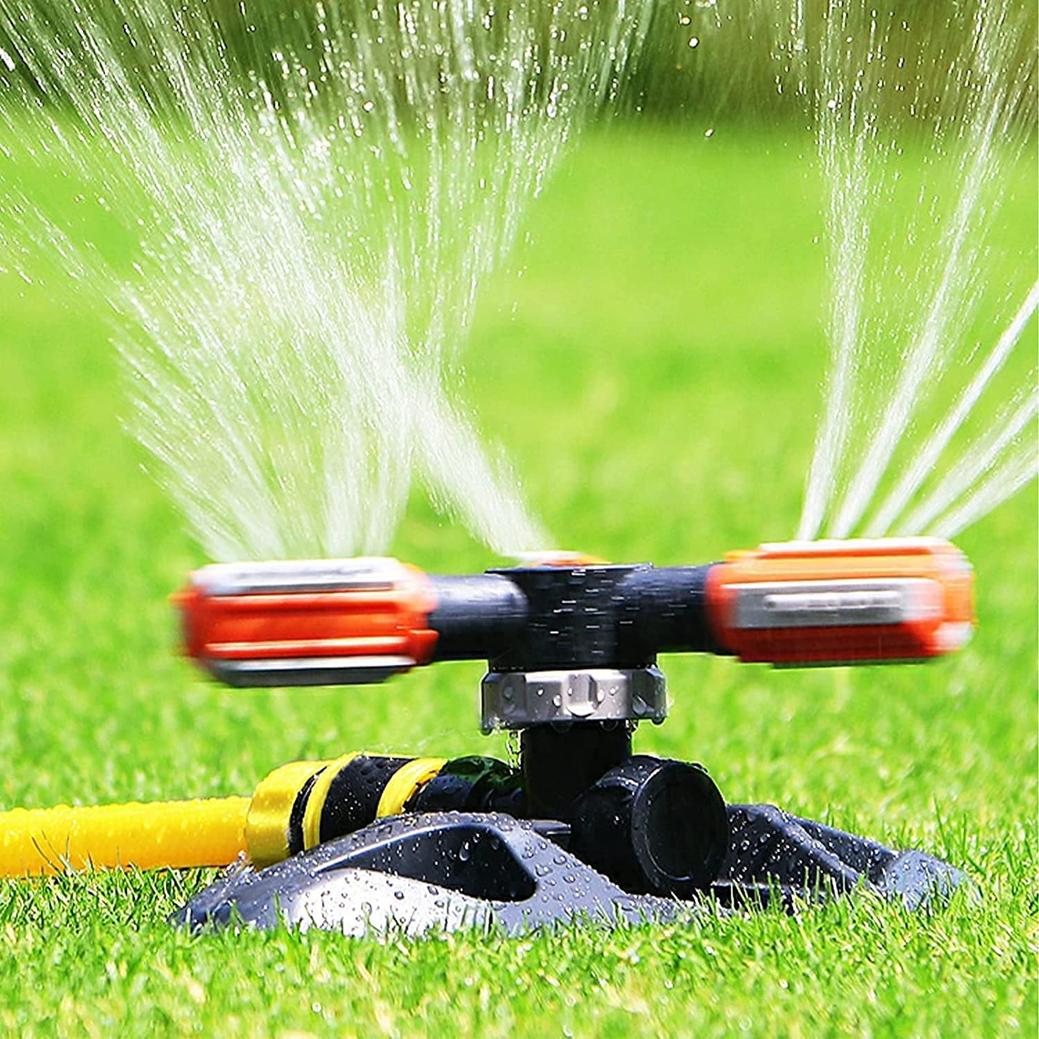 Arroseur de Jardin, Arrosage Automatique Arroseur, Arroseur de Pelouse Automatique Rotatif 360°, 3 Bras Arrosage Irrigation, Système d'Irrigation d’Arrosage, pour Gazon Jardin Pelouse