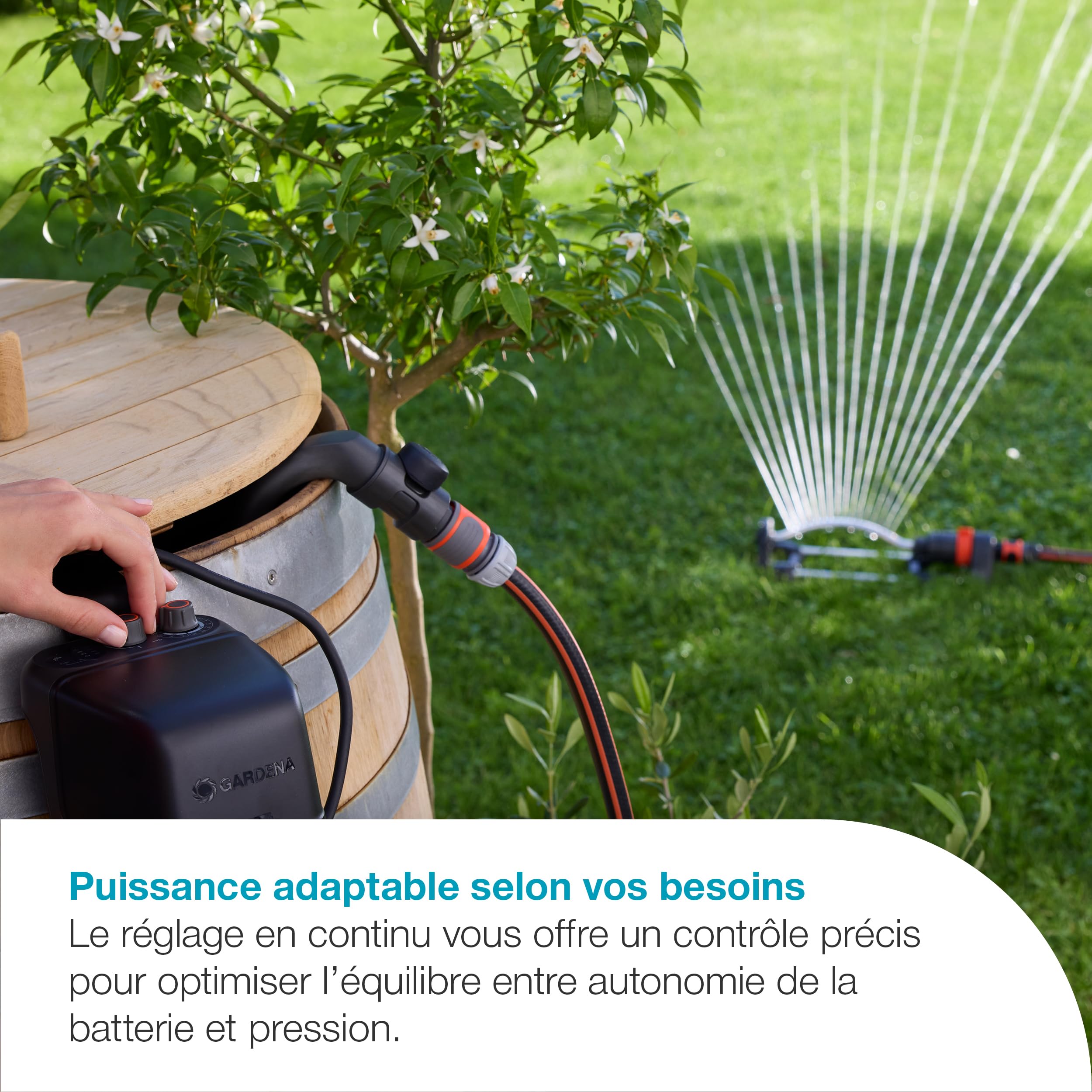 Gardena Pompe collecteur eau pluie batterie 2600 Comfort 18V P4A Kit arrosage programmation minuterie