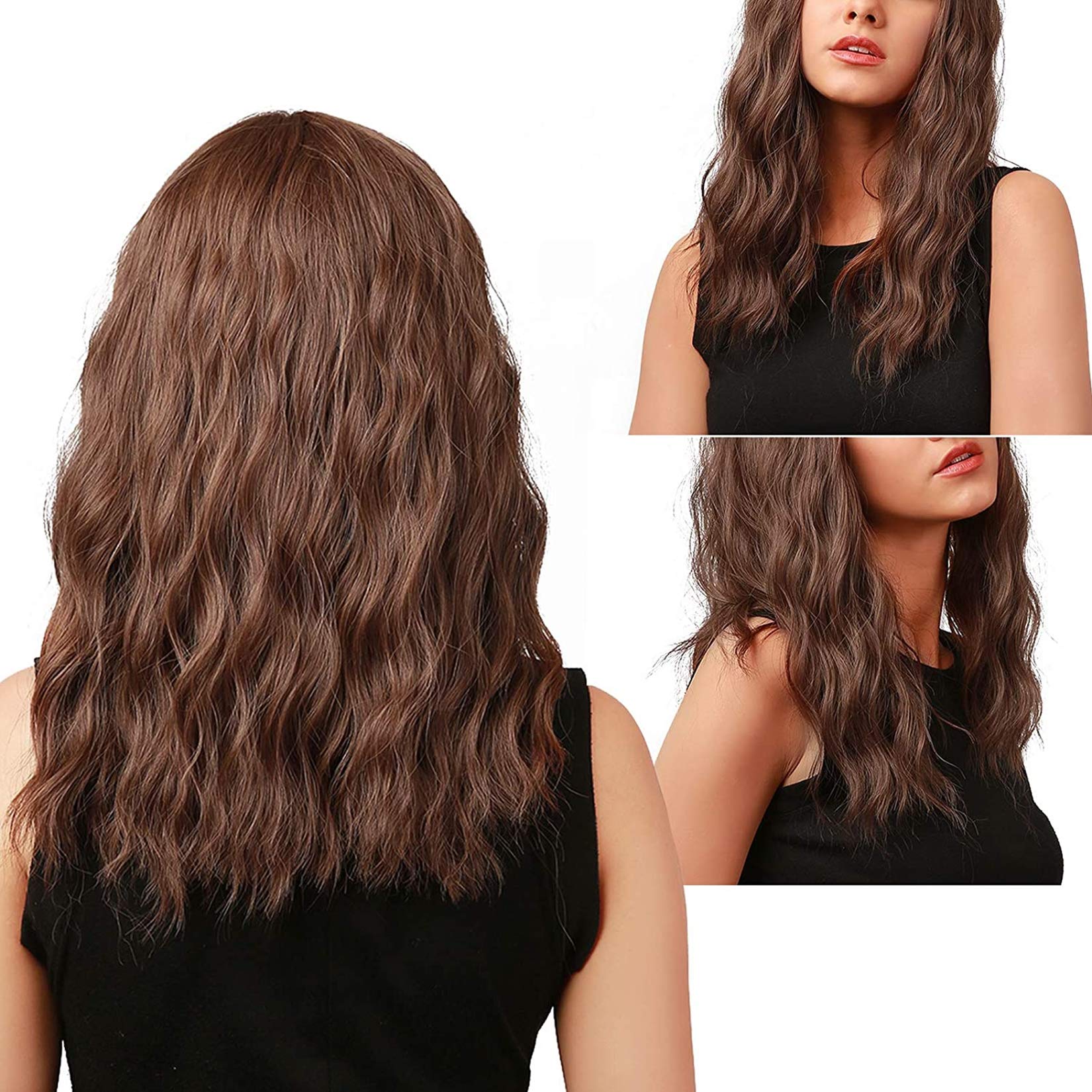 HAOCHIDIAN Curly Wavy Wigs,Wavy Curly Wig Shoulder Length Hair Long Hair Wig Heat Resistant Lady Wig Heat‑Resistant Women Hairpiece,for Dating,Theme Parties