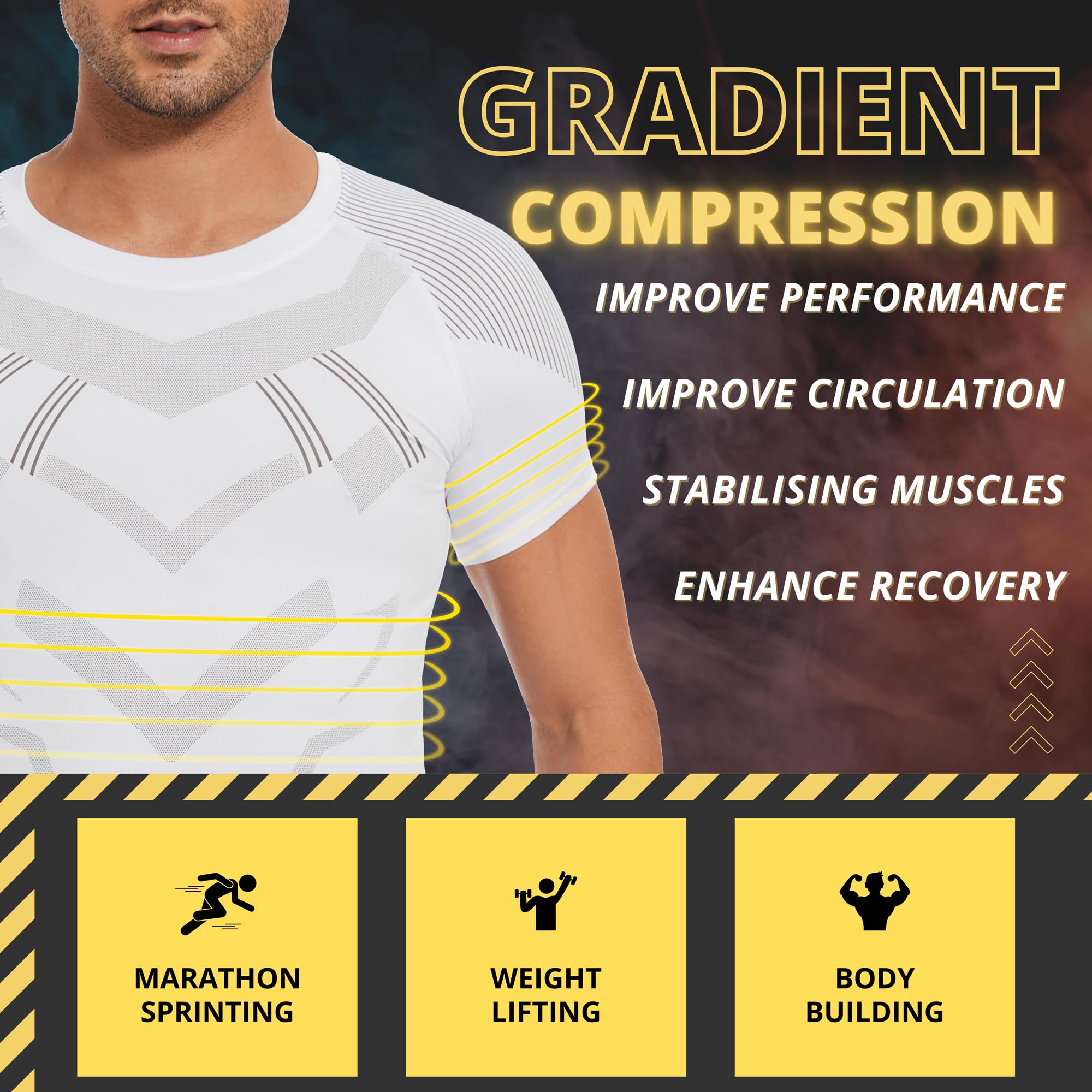 AMZSPORT Maglia a Manica Corta Compression da Uomo Sport Palestra