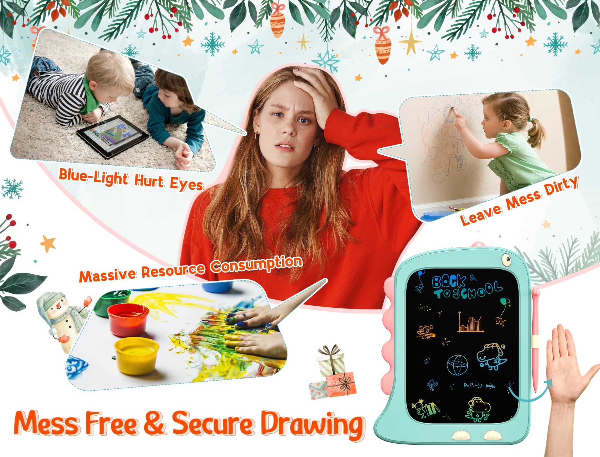Bravokids Tavoletta Grafica Bambini 8,5 Pollici, Lavagna Magnetica Cancellabile LCD Colorata, Regalo 3 4 5 6 7 8 anni, Giochi Bimba per Ragazze, Blu