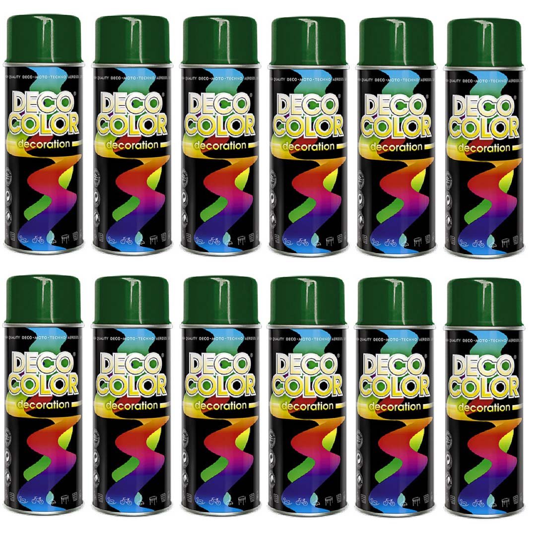 Pack of 12 (1 Box) Spray Paint 400ml Gloss Moss Green RAL 6005