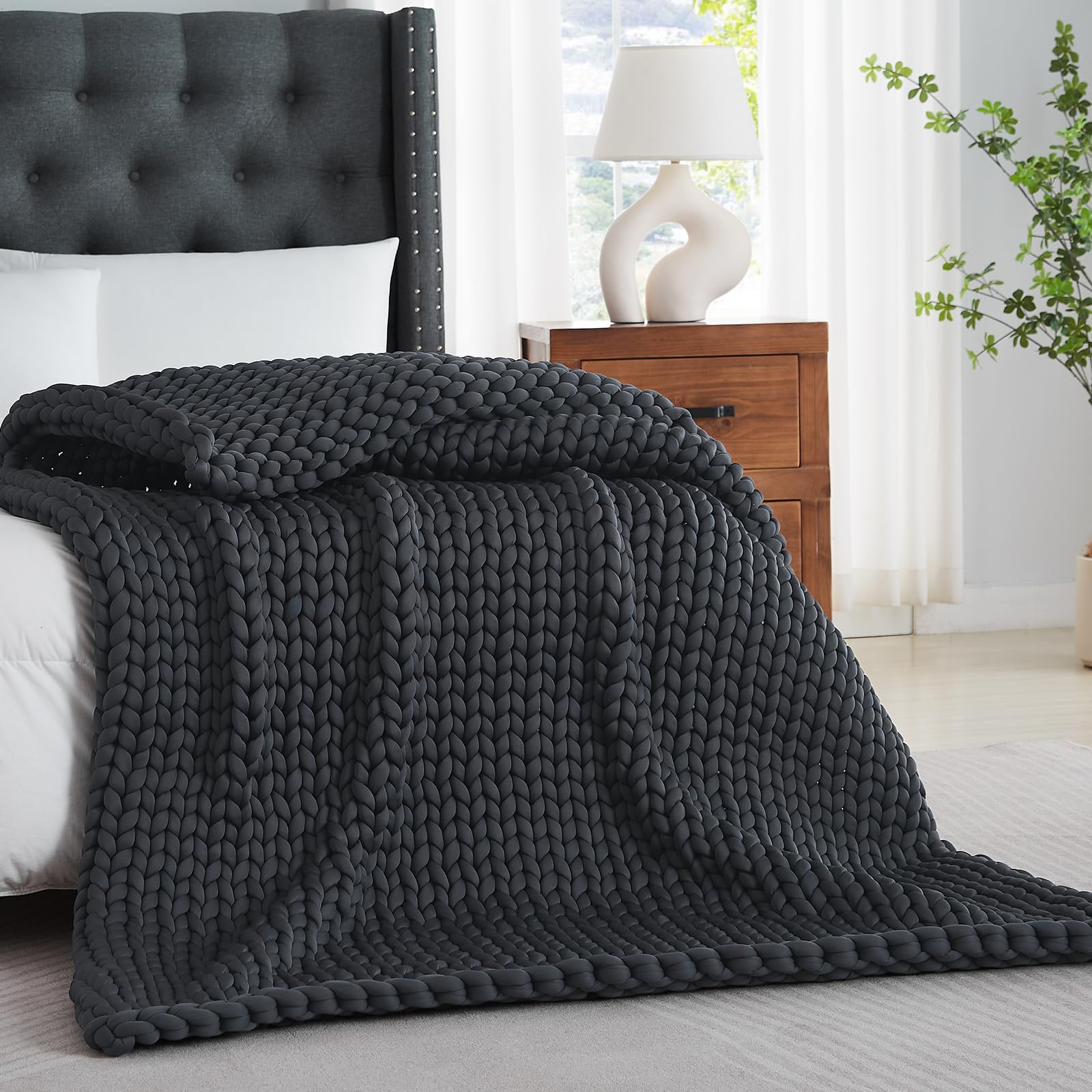 Guohaoi Handmade Knitted Weighted Blanket,Breathable and Soft Chunky