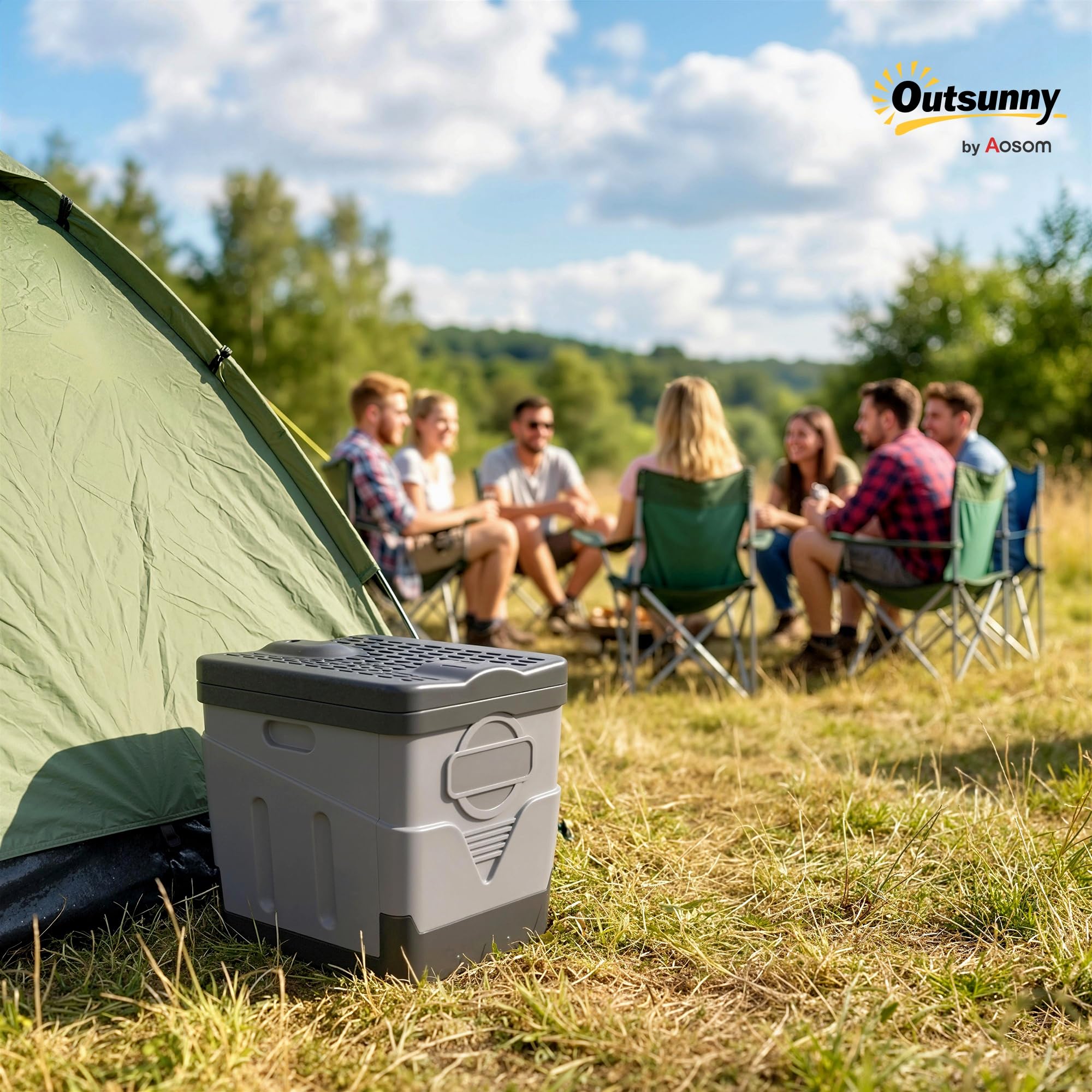 Outsunny Toilette Portable Camping Pliable Toilette de Camping pour Hommes et Femmes - Seau Hygiénique pour Voiture avec 12 Packs d'agent solidifiant et 12 Sacs, Gris foncé