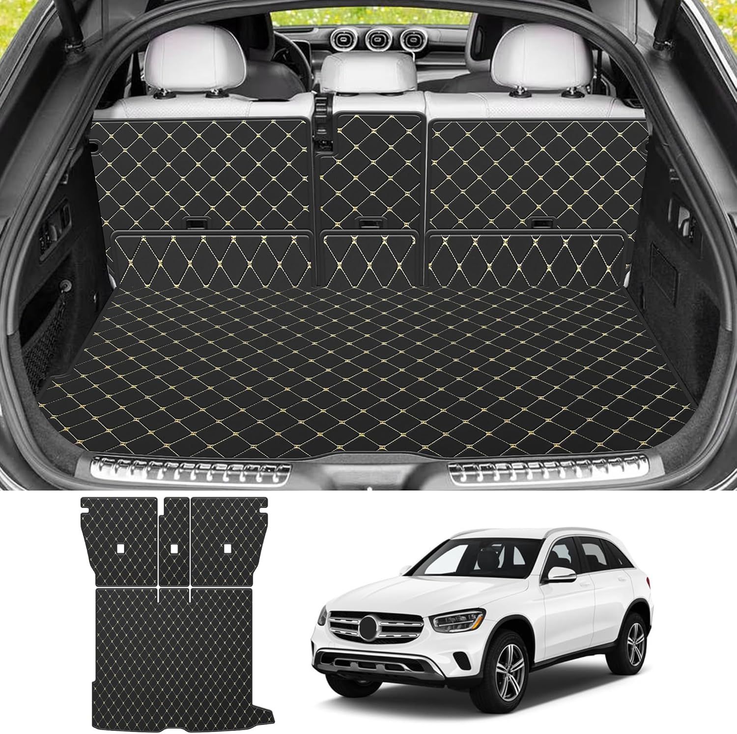 2023-2025 2026 GLC Coupe Cargo Liner Fit for Mercedes-Benz GLC 300 /GLC43 AMG (Not Fit Coupe 300E/ 350E) - PU Leather Cargo Mat with Backrest Mat & Side Panels All Weather GLC Accessorie 2023-2026 Mercedes-Benz GLC