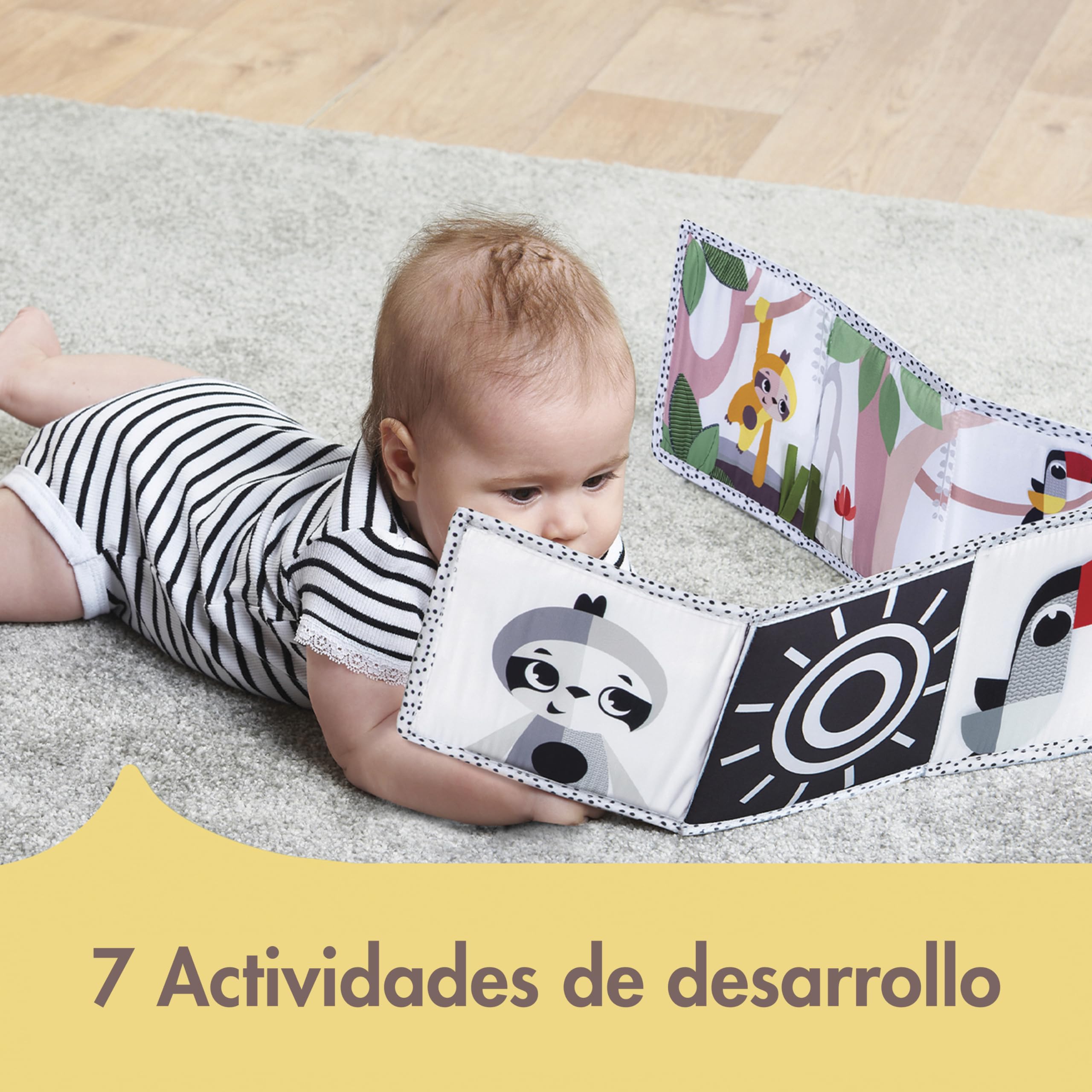 Tiny Love, Primer Libro de Doble Cara, Libro Bebe, 0+ Meses, Libro Sensorial Bebe, Blanco y Negro, 2 Caras, 7 Actividades, Favorece Sentidos, Habilidades y Vista, Tiempo Boca Abajo, Boho Chic