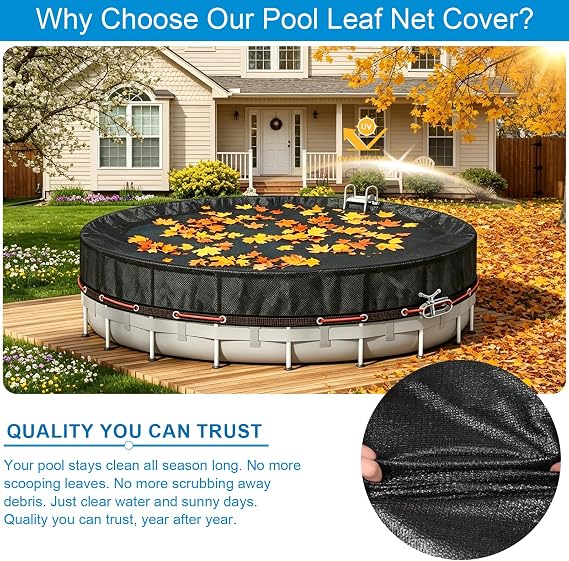 Pool Leaf Net Cover for Above Ground Round Pools, 21 FT Durable Mesh Pool Covers with Winch & Cable, Swimming Pool Leaf Net Tear & UV Resistant Prevents Leaves, Debris & Seeds