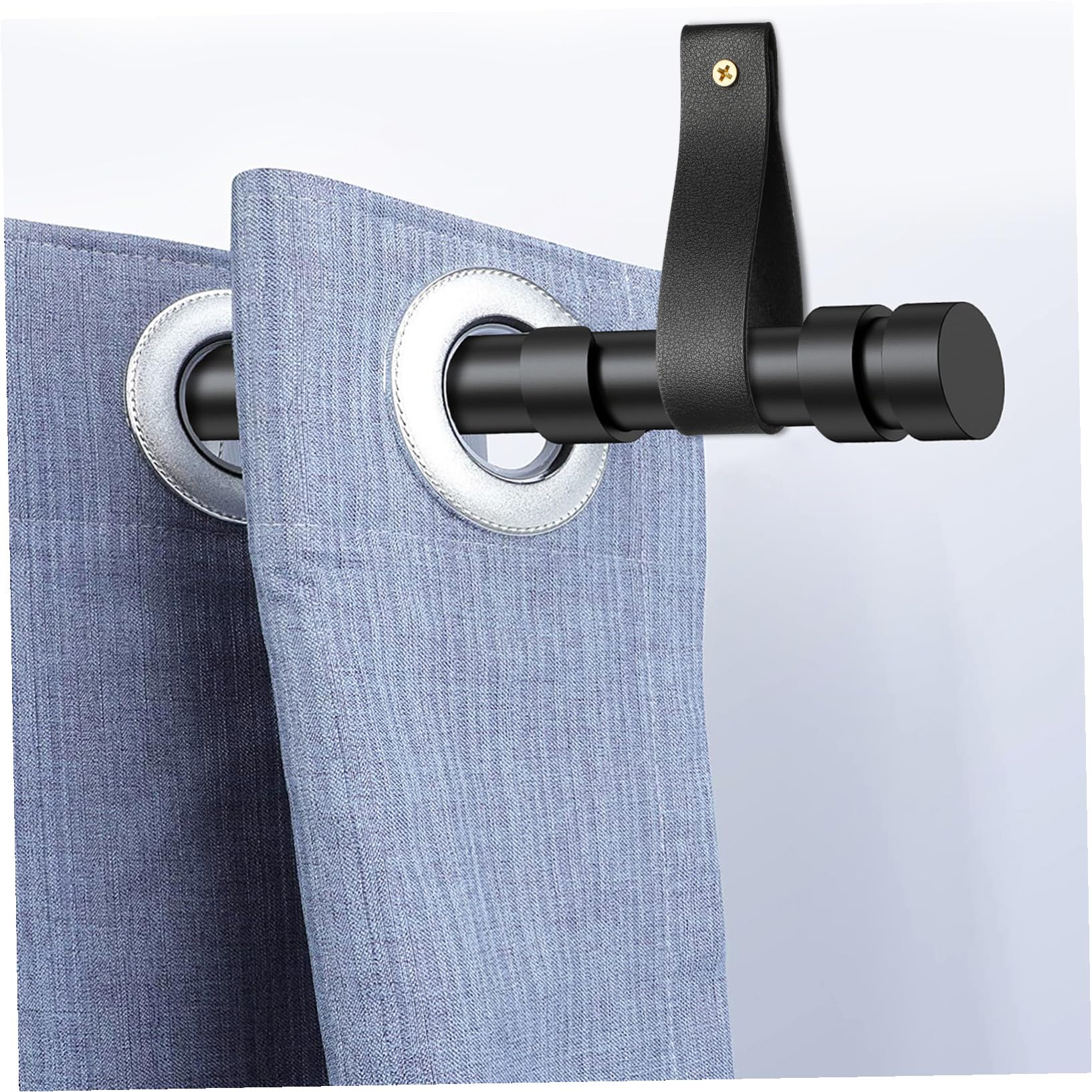 4 Pcs Crochets Muraux en Cuir Noir Style Bohème pour Supports de Tringle à Rideaux, Installation Facile, pour Salle de Bain Cuisine