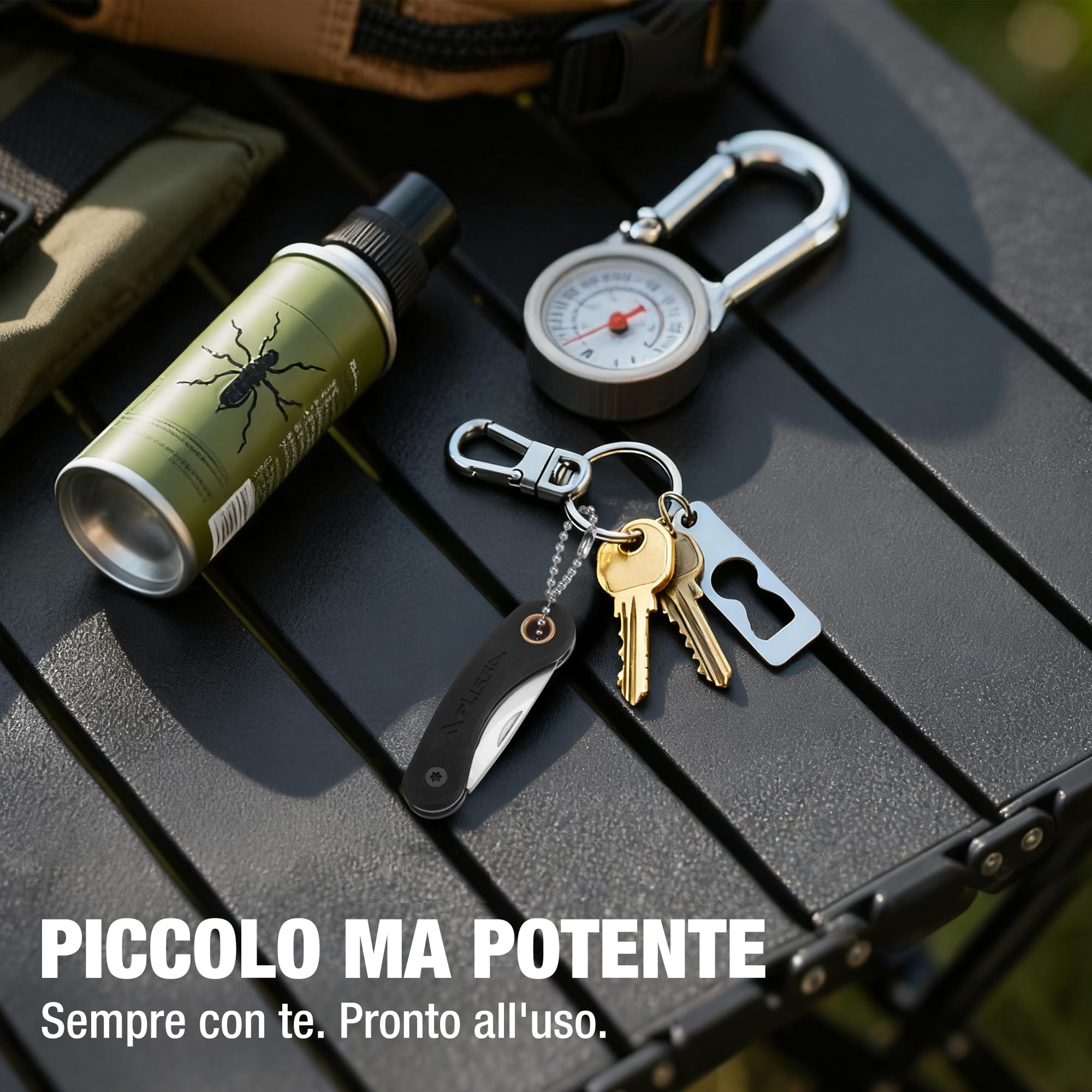 FLISSA Mini Coltello Tascabile, Coltello a Serramanico con Manico in G10,Lama in Acciaio INOX 5CR15MOV, Finitura CNC, Taglierino Portatile, EDC per Uso Quotidiano e Attività Outdoor