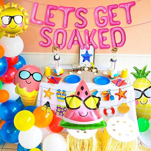 Miniatura 3 de JeVenis Pink Lets Get Soaked - Decoración de cumpleaños para piscina y playa, globos para remojarnos, globos de cumpleaños para piscina, fiesta de
