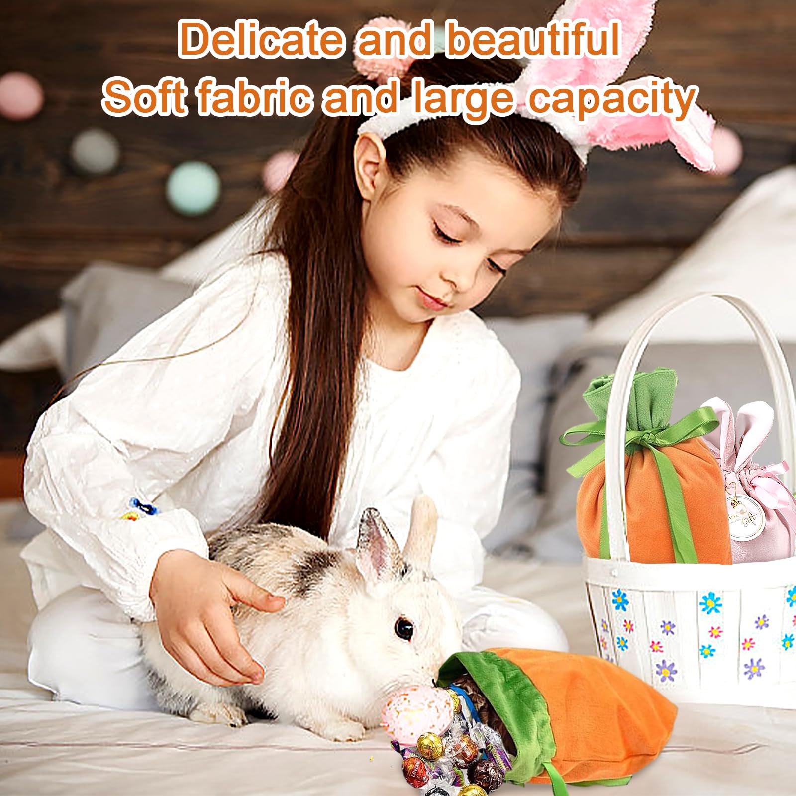 Sacchetti Regalo Pasqua Con Coulisse - 30 Pezzi Con Disegni Di Conigli, Pulcini E Uova Colorate - Foto 8