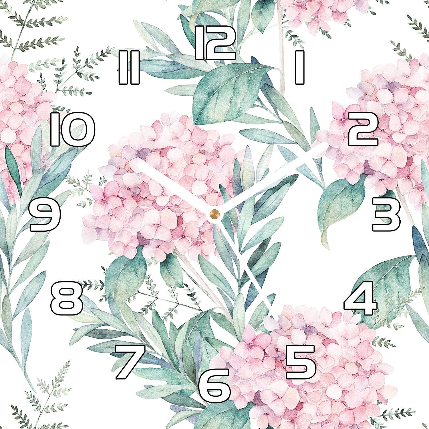 Horloge en verre 30x30 cm Fleurs Pâles Brillantes design moderne pour cuisine et salon