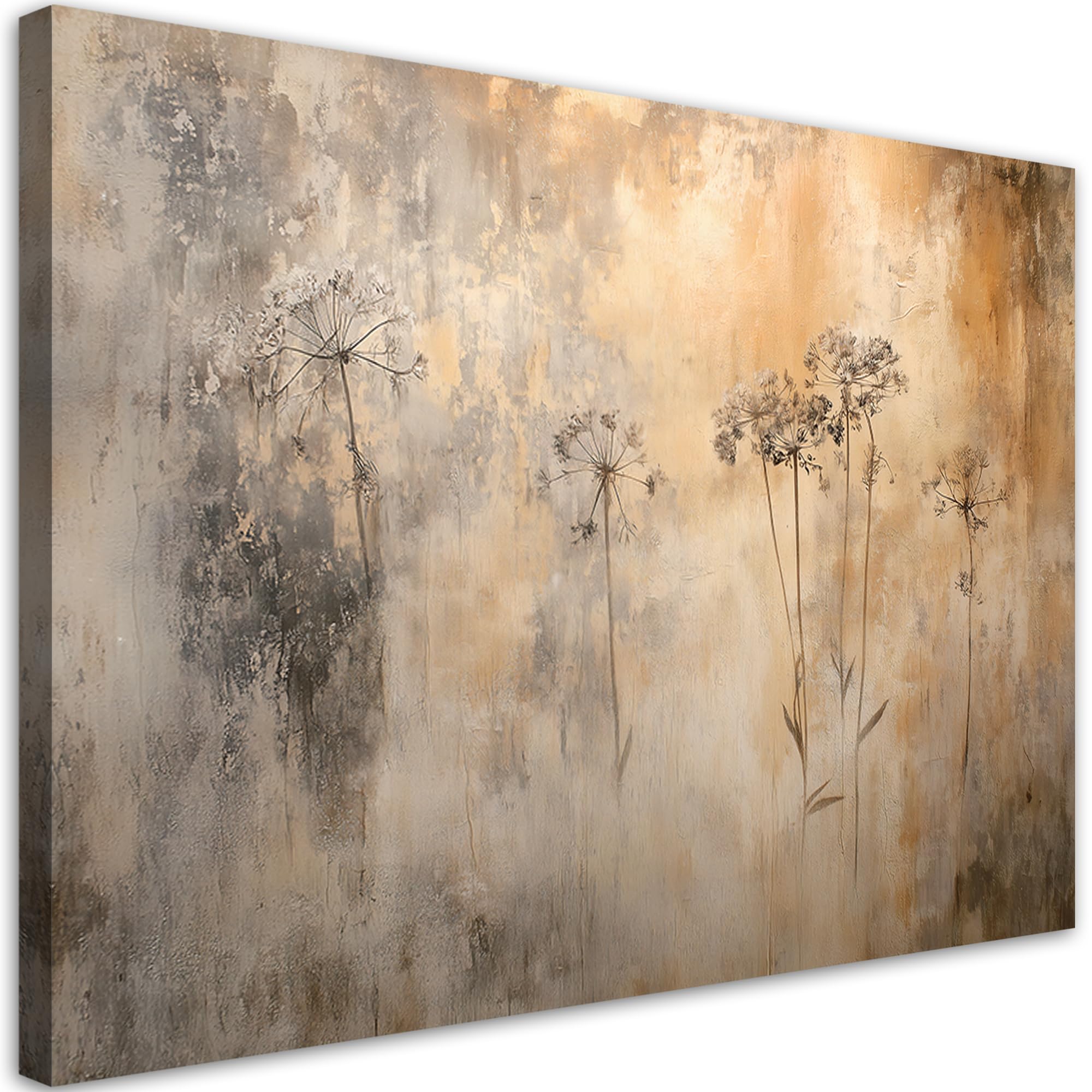 Feeby - Leinwand Bilder - Pflanzen im Nebel Gräser - 120x80 cm - Deko Wohnzimmer - Wandbilder Schlafzimmer - Deko Aesthetic - Wand Deko - Leinwand Groß - Deko Zimmer - Leinwandbilder XXL