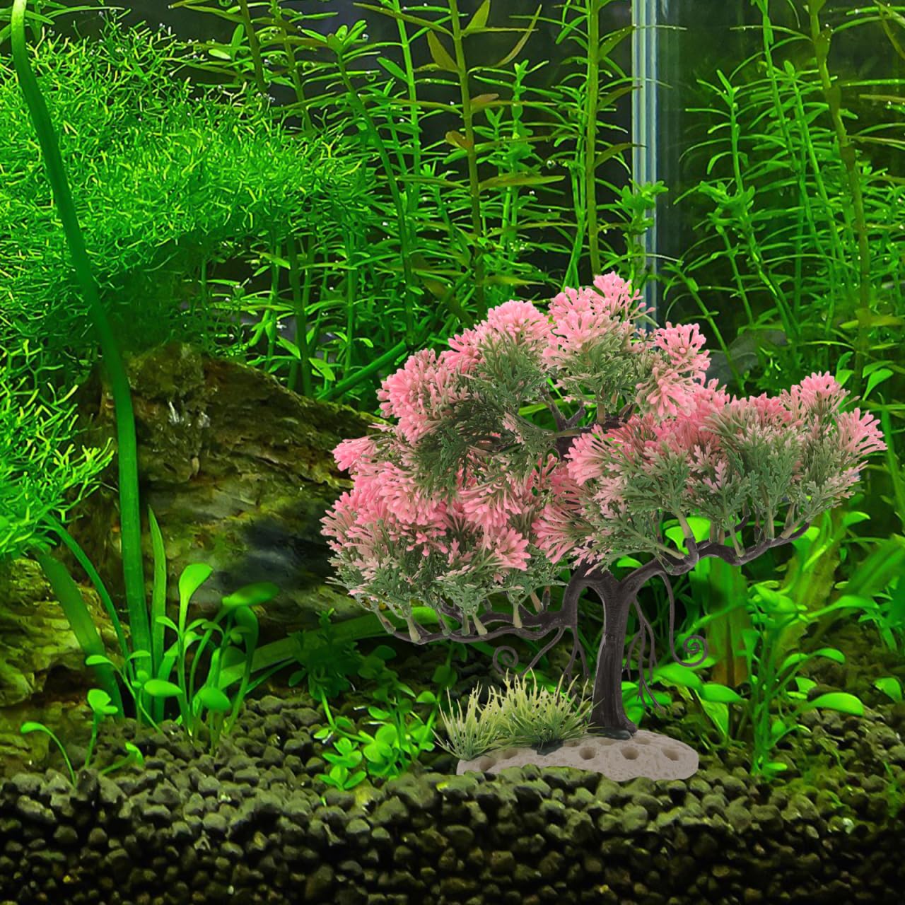 NOLITOY Plantes décoratives pour aquarium - Plantes artificielles en plastique pour poissons Betta - Rose